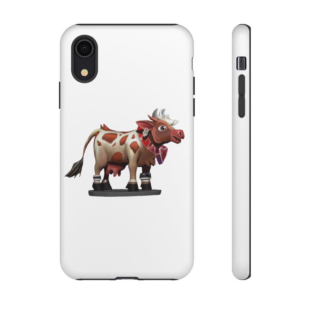 Light Brown Cow Tough Case featuring a stylish cow print design, dual-layer protection, and open ports for connectivity.