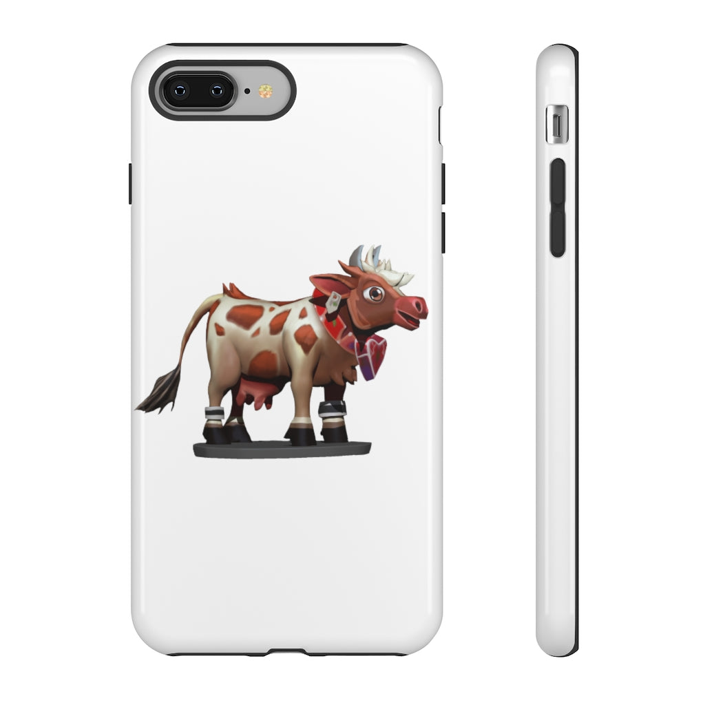 Light Brown Cow Tough Case featuring a stylish cow print design, dual-layer protection, and open ports for connectivity.