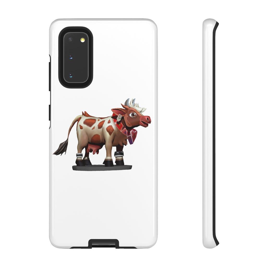 Light Brown Cow Tough Case featuring a stylish cow print design, dual-layer protection, and open ports for connectivity.