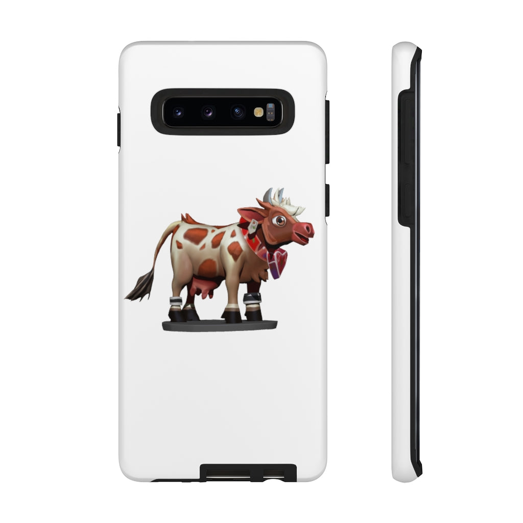 Light Brown Cow Tough Case featuring a stylish cow print design, dual-layer protection, and open ports for connectivity.