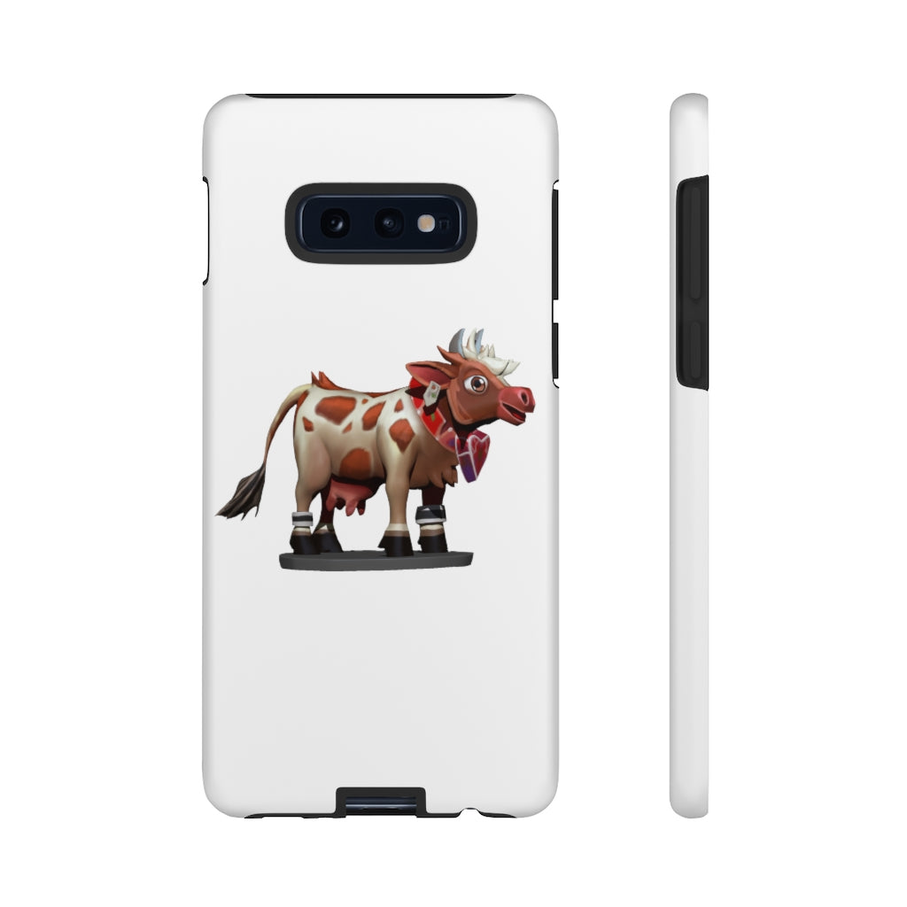 Light Brown Cow Tough Case featuring a stylish cow print design, dual-layer protection, and open ports for connectivity.