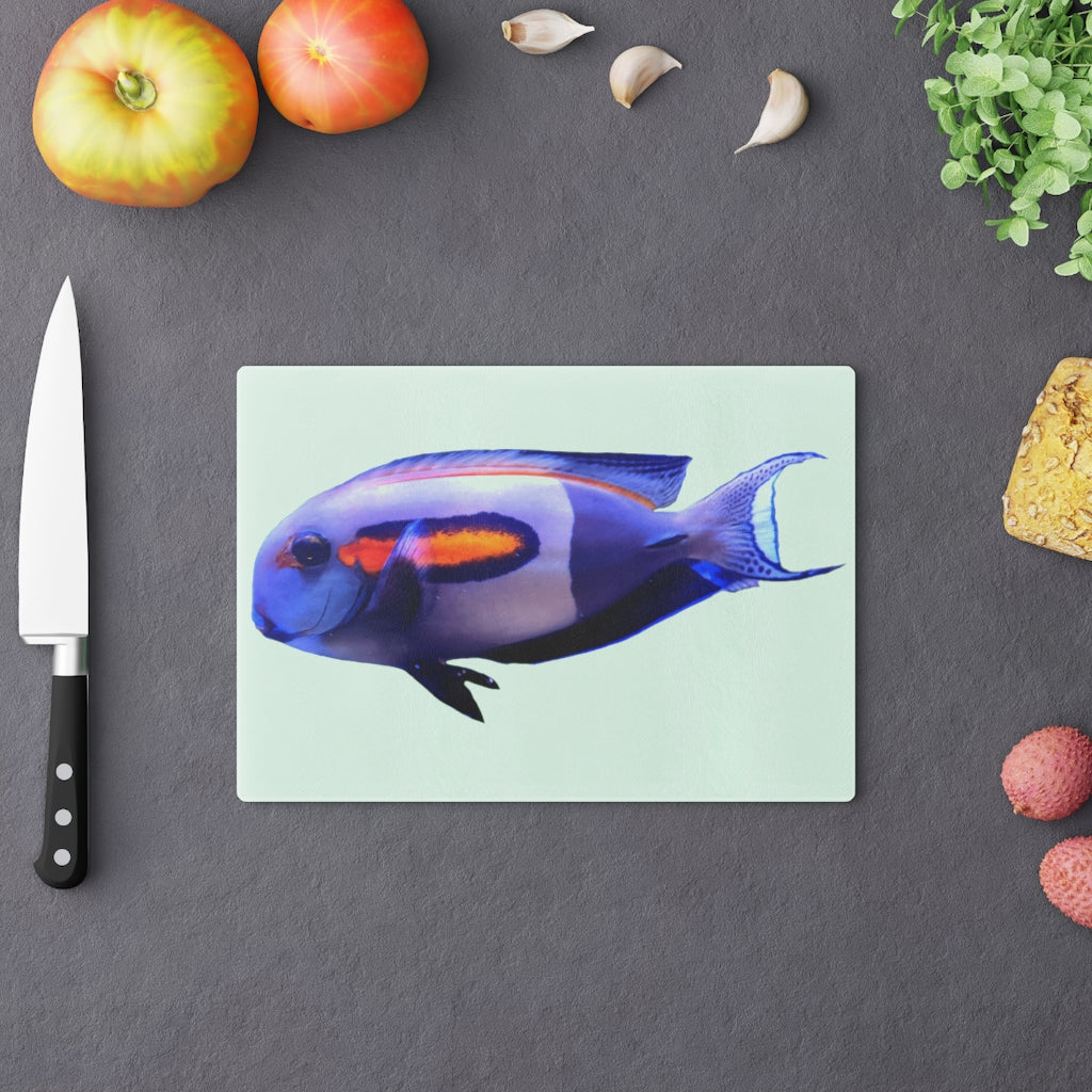 Light White Fish Cutting Board made of tempered glass with rubber dots for stability, showcasing a sleek and modern design.