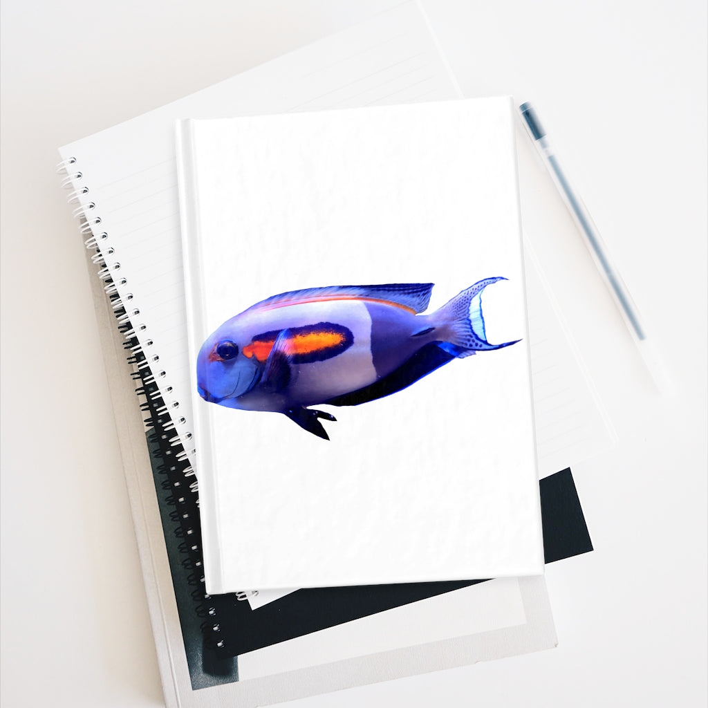 Light White Fish Journal with blank pages and wraparound print, showcasing its hardcover design.