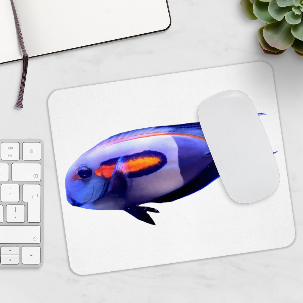 Light White Fish Mouse Pad featuring a vibrant fish design on a smooth surface, ideal for enhancing desk decor.