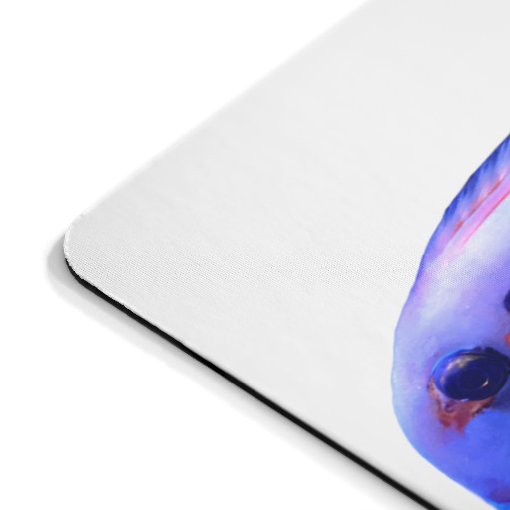 Light White Fish Mouse Pad featuring a vibrant fish design on a smooth surface, ideal for enhancing desk decor.