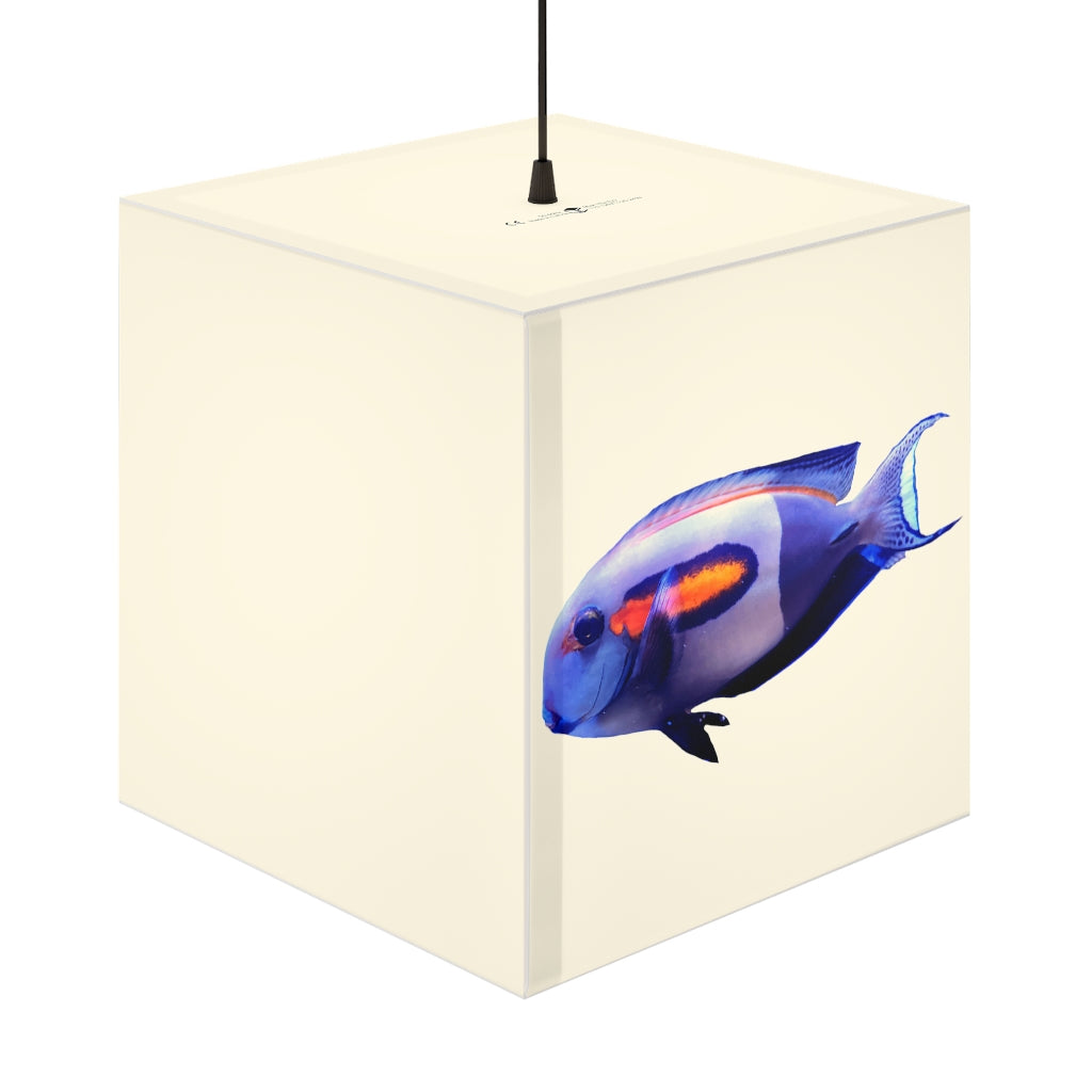 A stylish Light White Fish Personalized Lamp in a cube shape, showcasing its unique design and soft glow, perfect for home or shop decor.