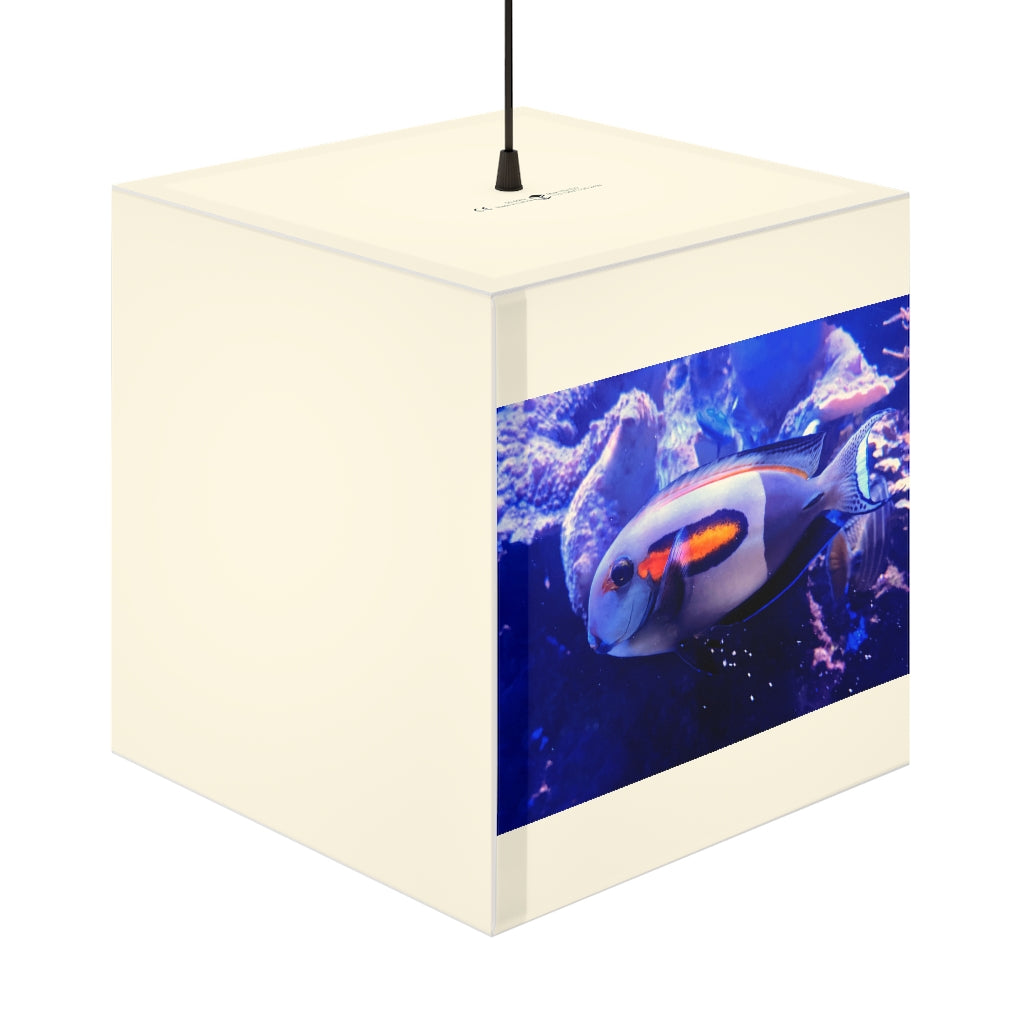 Light White Fish Personalized Lamp in a stylish cube design, showcasing its unique patterns and soft glow, perfect for home decor.