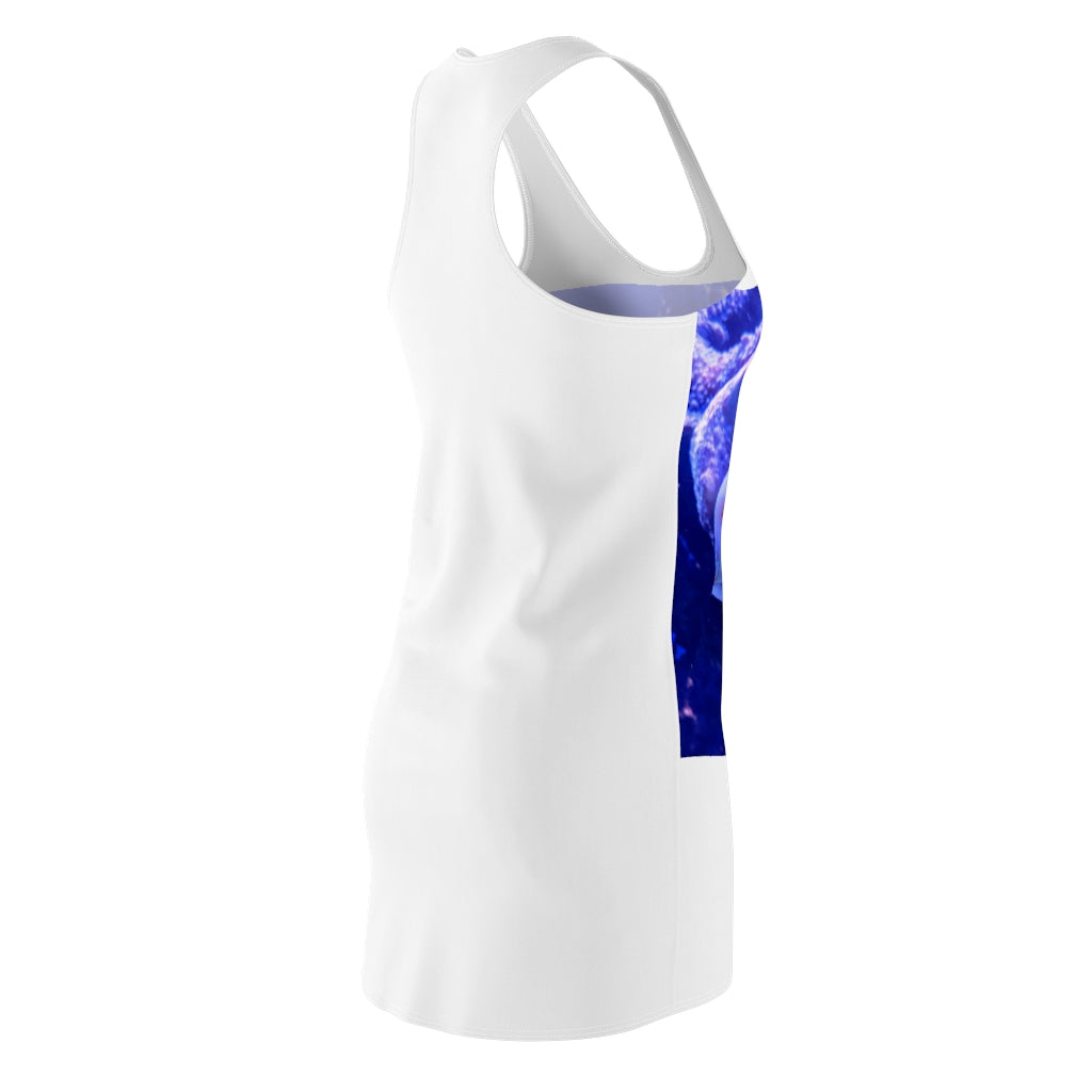 Light White Fish Women's Cut & Sew Racerback Dress showcasing a stylish and feminine design with a sporty fit.