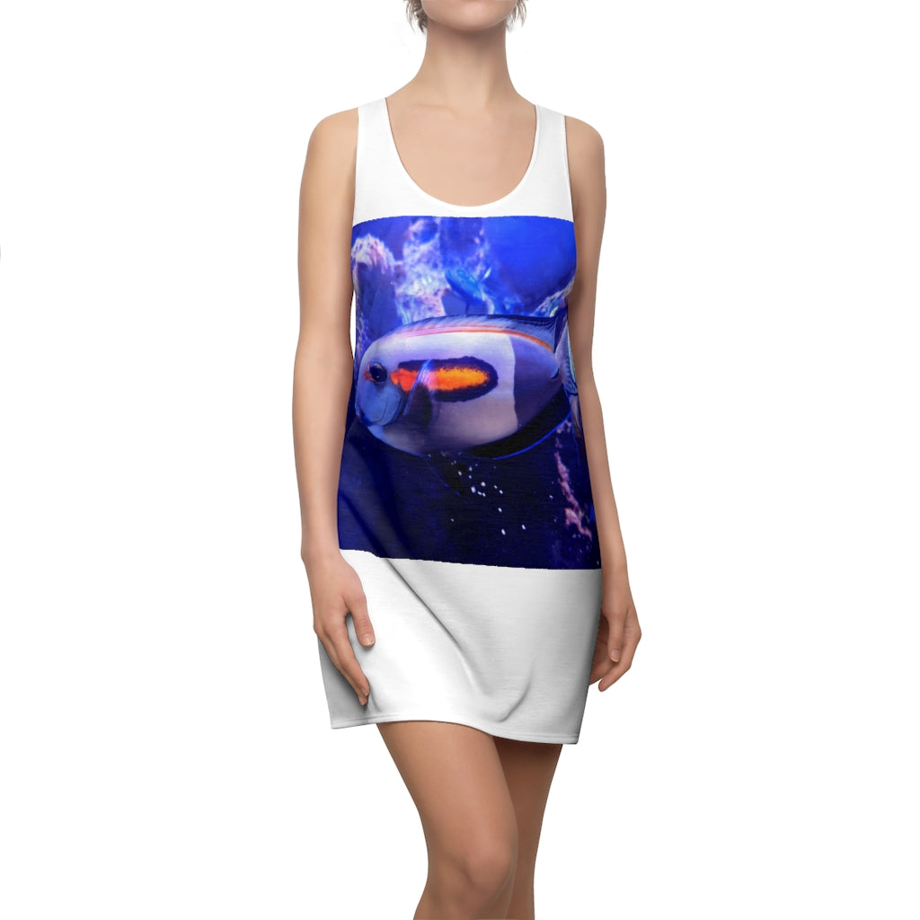 Light White Fish Women's Cut & Sew Racerback Dress showcasing a stylish and feminine design with a sporty fit.