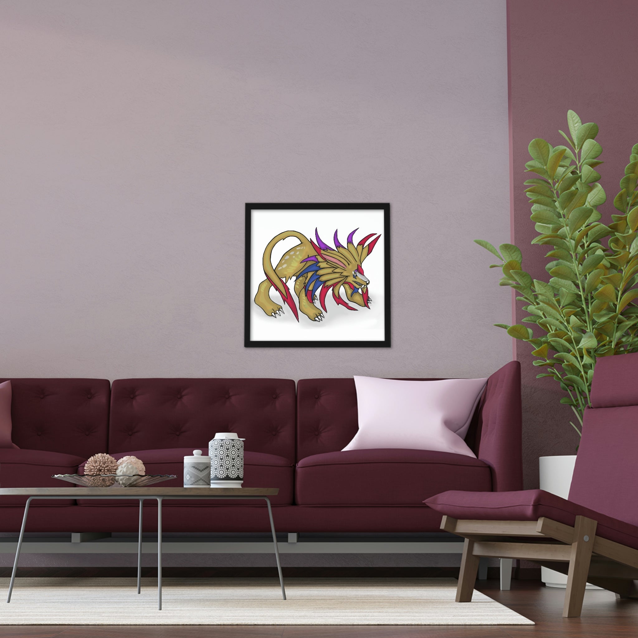 Lilions Framed Poster featuring a hand-crafted wooden frame and vibrant artwork, perfect for home decor.