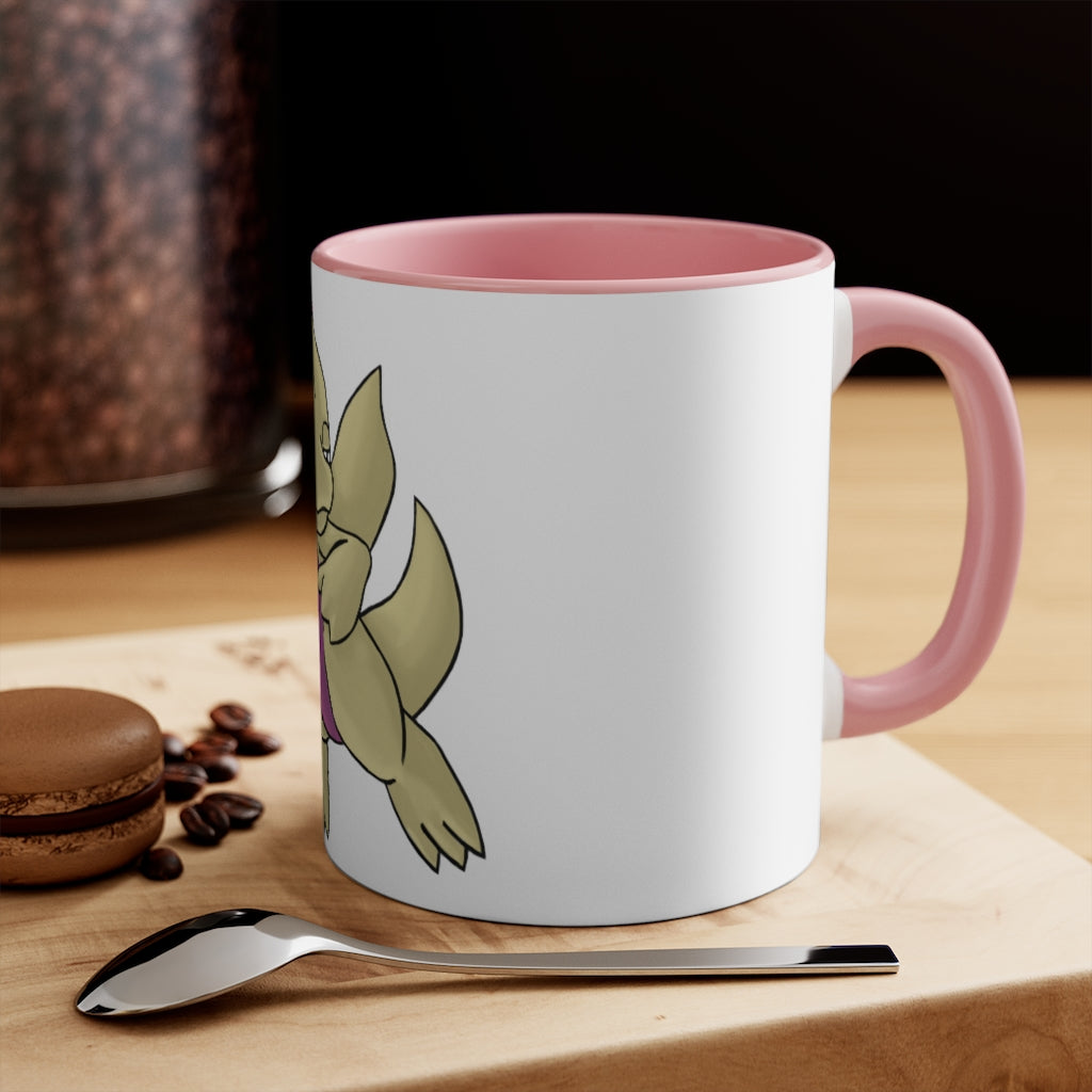 Liloon 11oz Accent Mug featuring a white ceramic body with a colored interior and handle, showcasing vibrant design options.