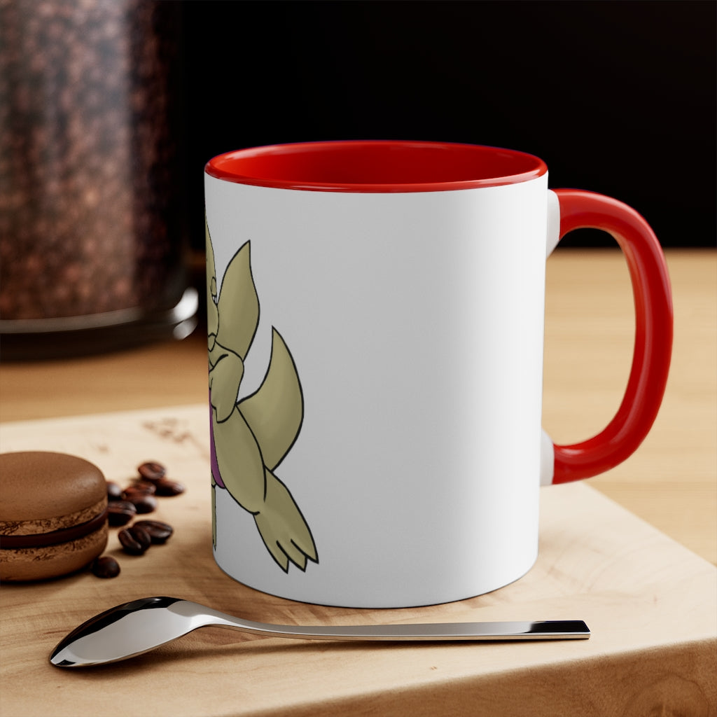 Liloon 11oz Accent Mug featuring a white ceramic body with a colored interior and handle, showcasing vibrant design options.