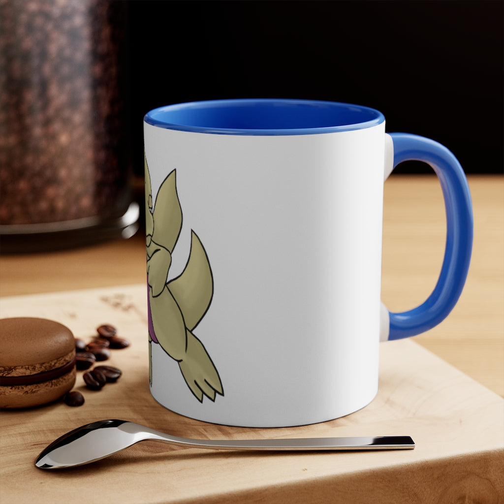 Liloon 11oz Accent Mug featuring a white ceramic body with a colored interior and handle, showcasing vibrant design options.