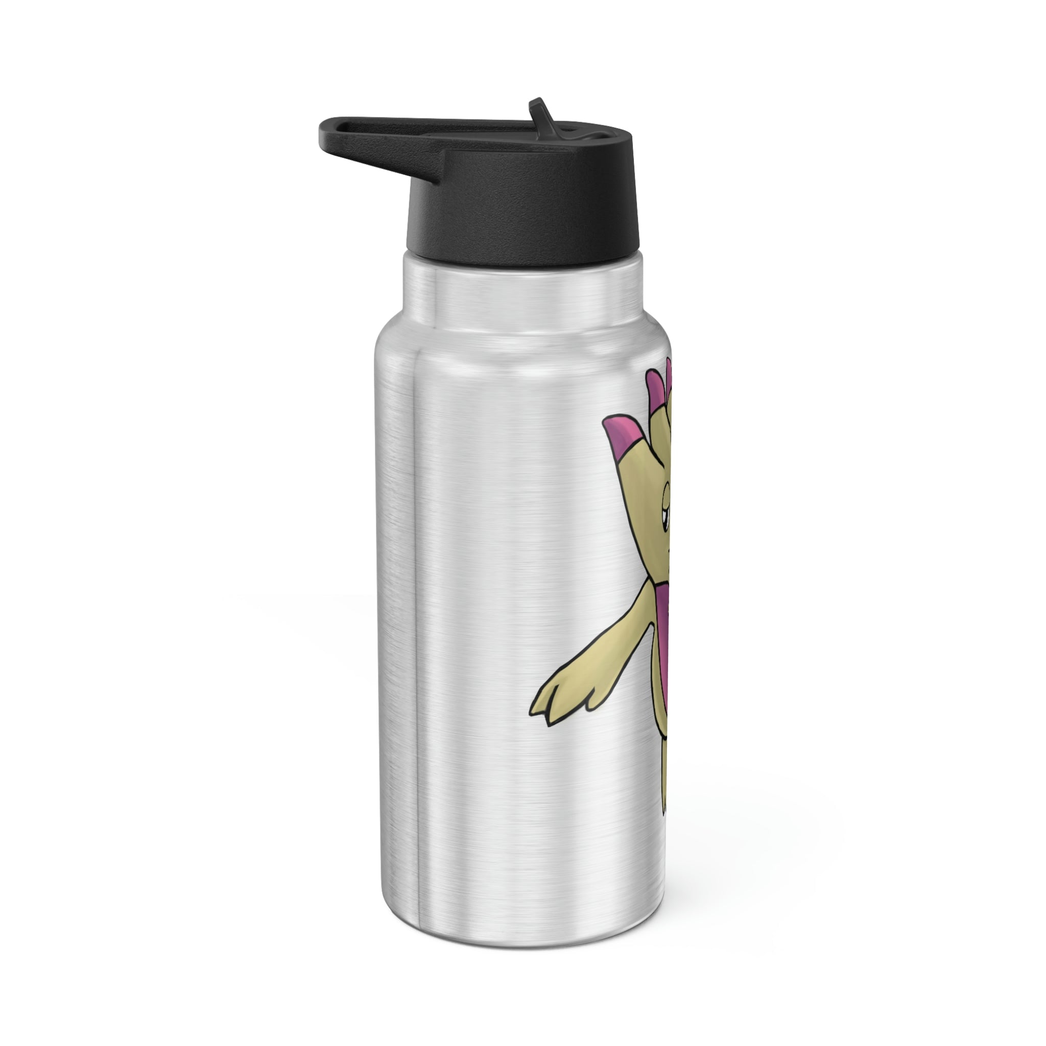 Liloon Gator Tumbler in stainless steel with a black cap and plastic straw, showcasing a customizable design.