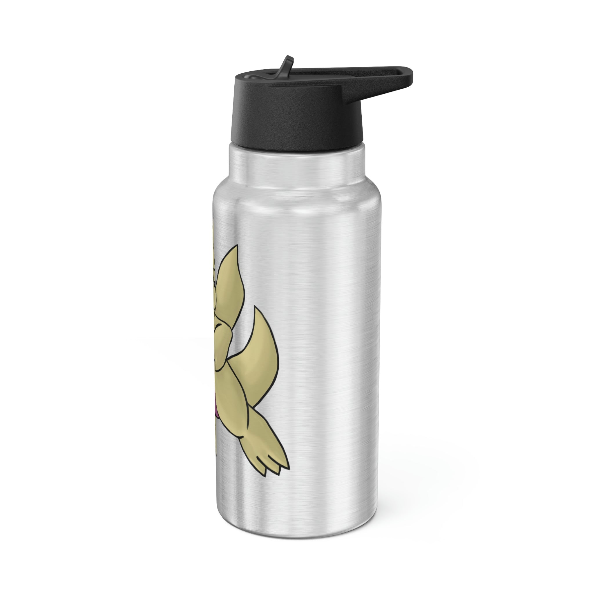 Liloon Gator Tumbler in stainless steel with a black cap and plastic straw, showcasing a customizable design.