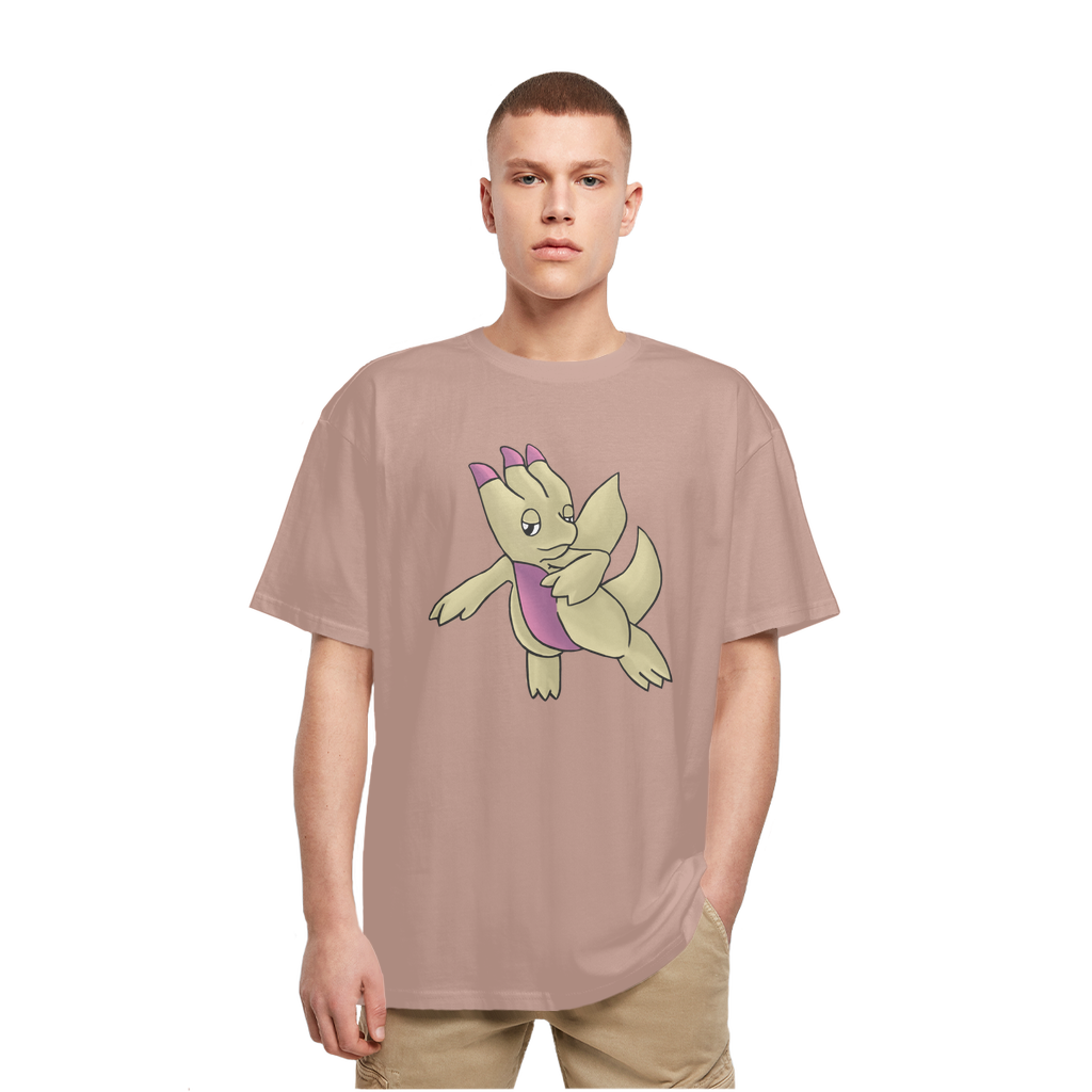 Liloon Heavy Oversized T-Shirt in soft cotton fabric with a relaxed fit and crew neck design, perfect for streetwear.