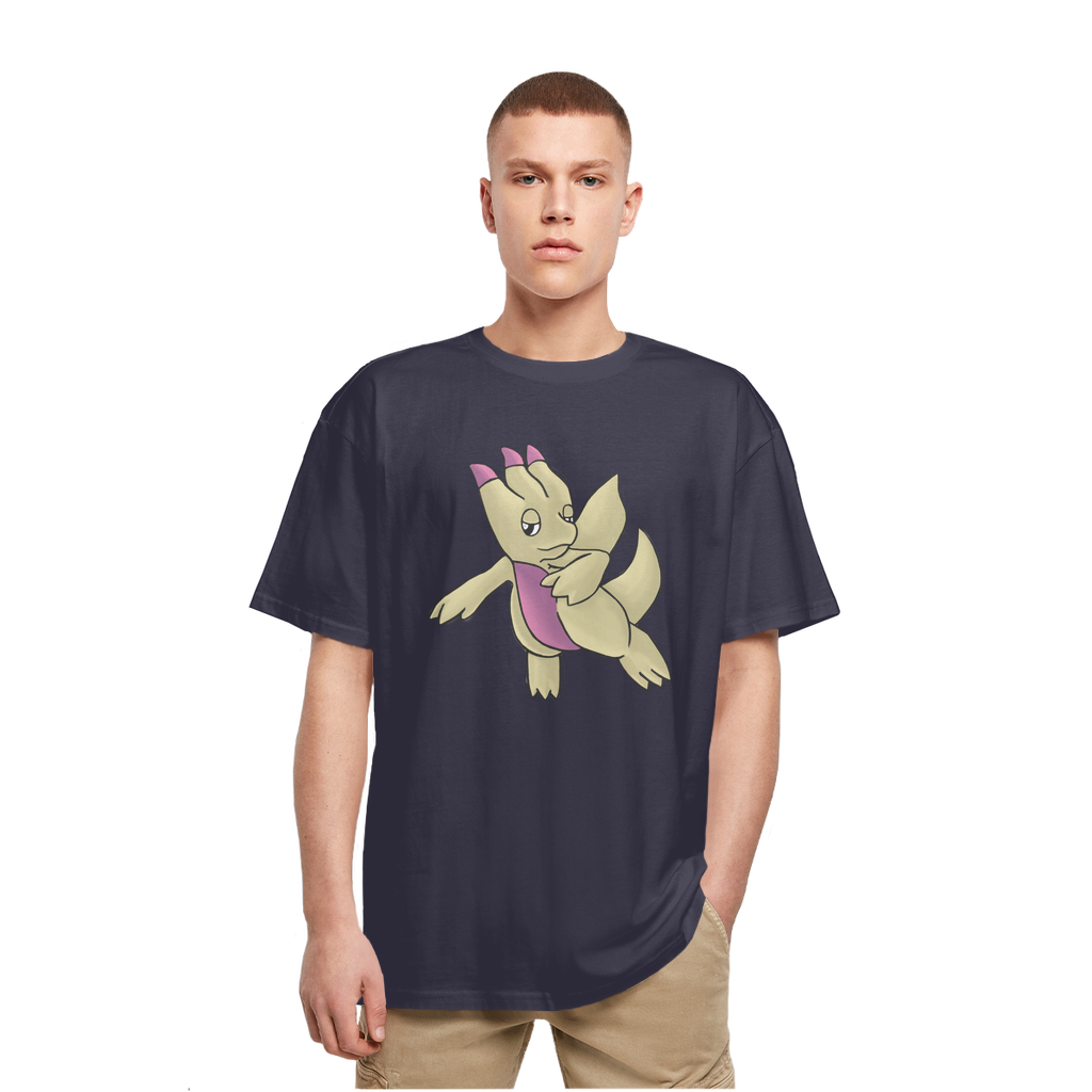 Liloon Heavy Oversized T-Shirt in soft cotton fabric with a relaxed fit and crew neck design, perfect for streetwear.