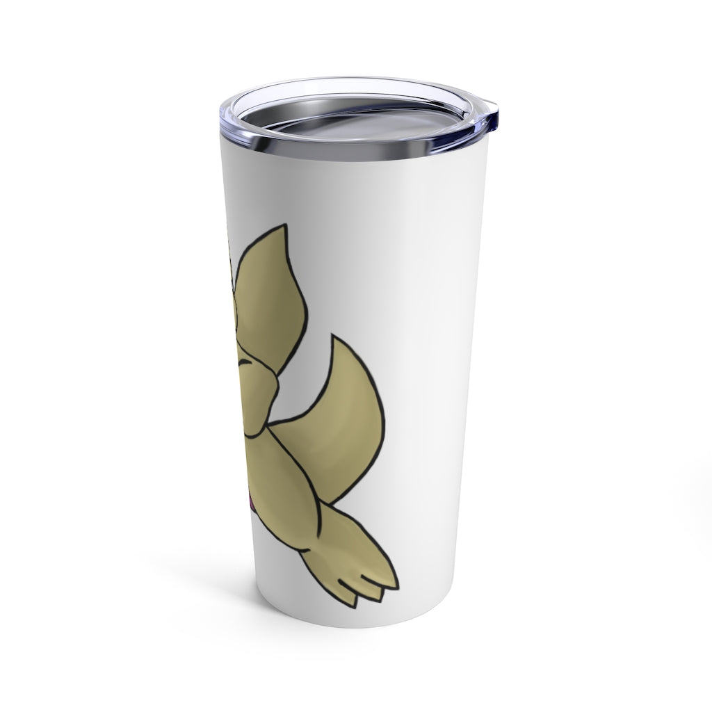 Liloon Tumbler 20oz in stainless steel with a see-thru plastic lid, showcasing its sleek design and rounded corners.