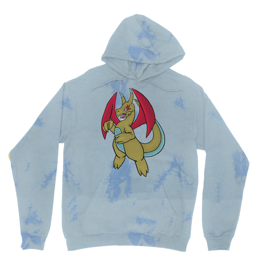 Liloongoga Tie Dye Hoodie featuring unique patterns, double fabric hood, and kangaroo pouch pocket, made from soft brushed back fleece.