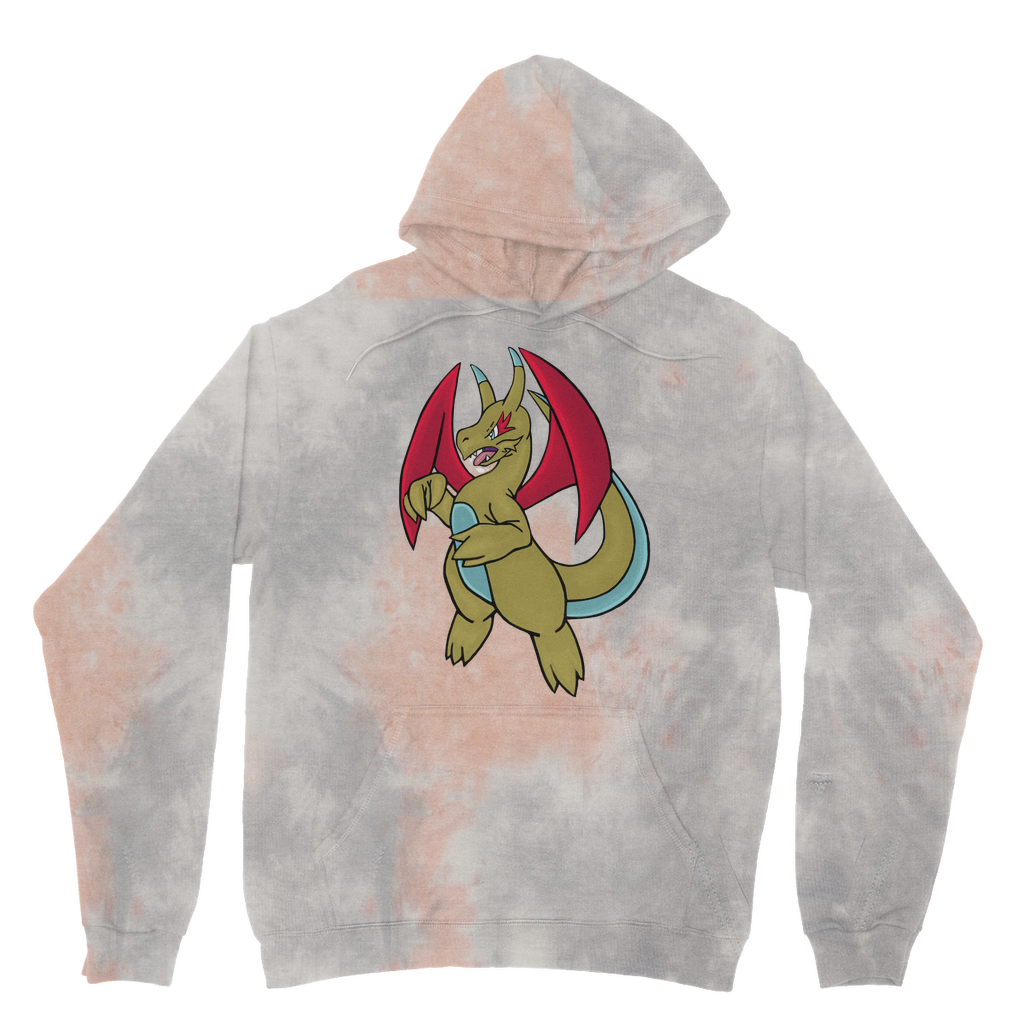 Liloongoga Tie Dye Hoodie featuring unique patterns, double fabric hood, and kangaroo pouch pocket, made from soft brushed back fleece.