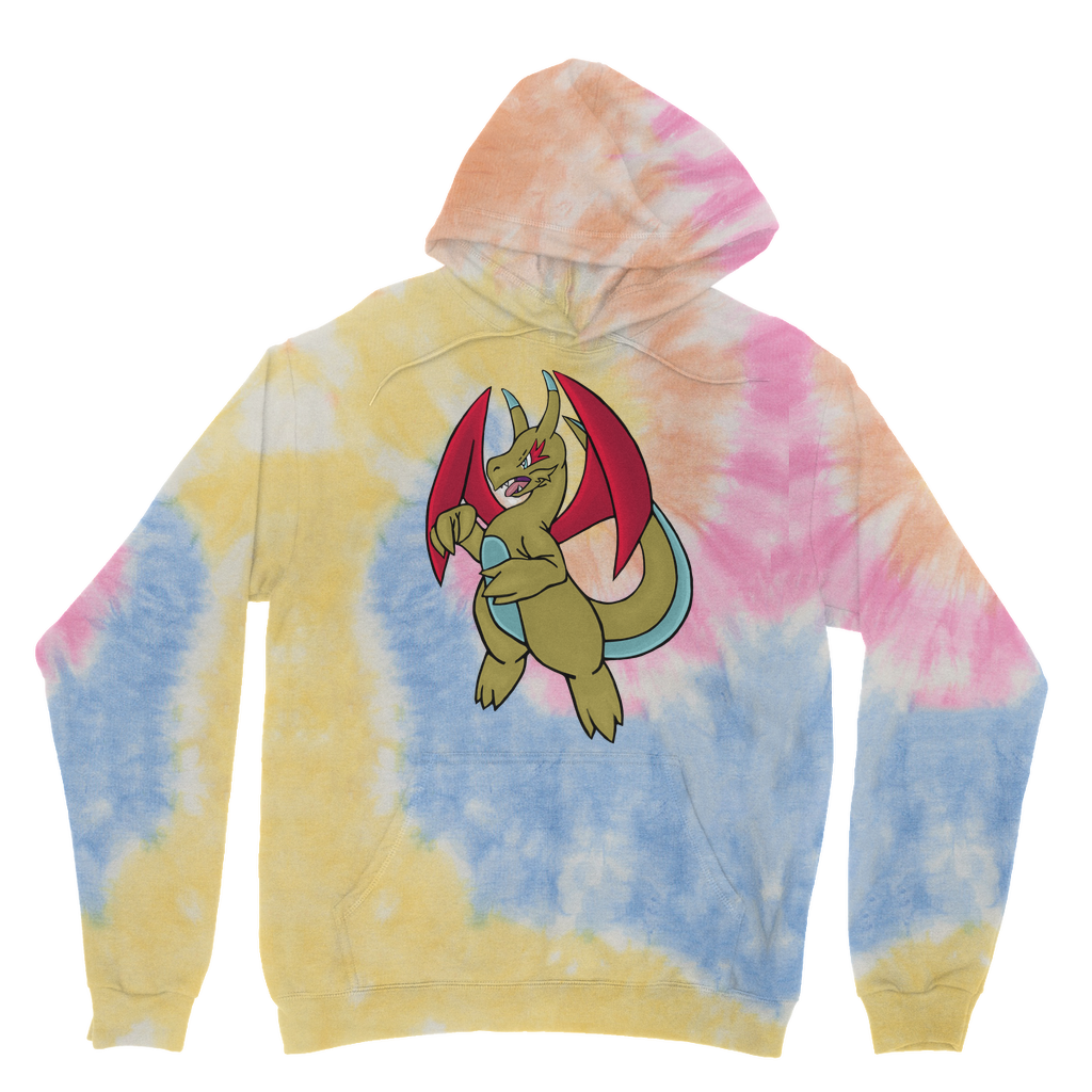 Liloongoga Tie Dye Hoodie featuring unique patterns, double fabric hood, and kangaroo pouch pocket, made from soft brushed back fleece.