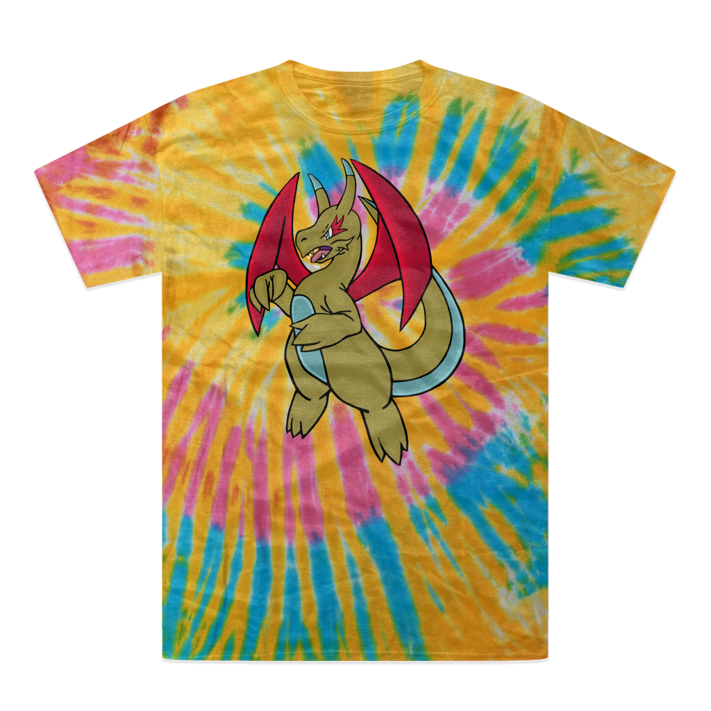 Liloongoga Tie-Dye T-Shirt featuring vibrant colors and unique patterns, made from heavyweight cotton with double-needle stitching.