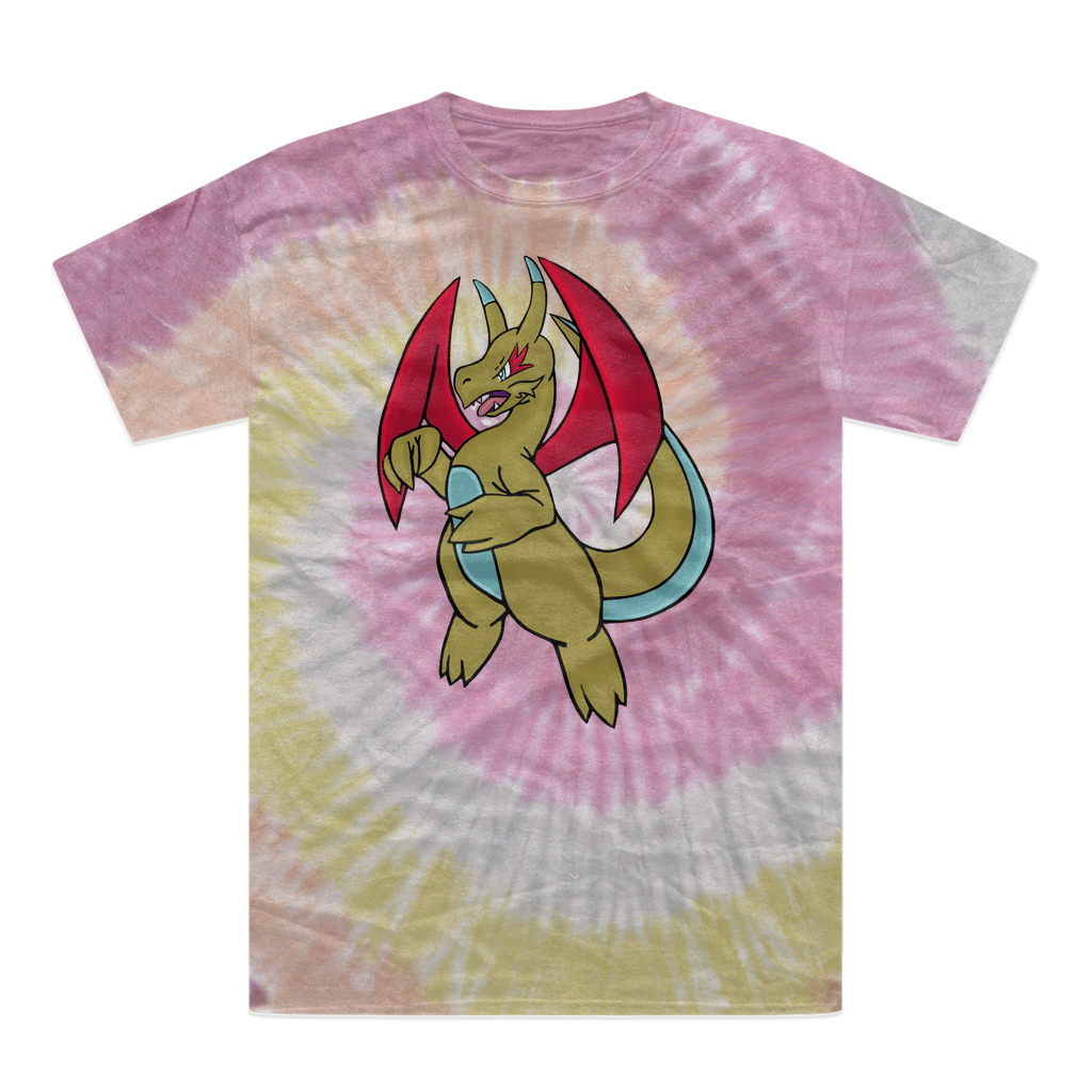 Liloongoga Tie-Dye T-Shirt featuring vibrant colors and unique patterns, made from heavyweight cotton with double-needle stitching.