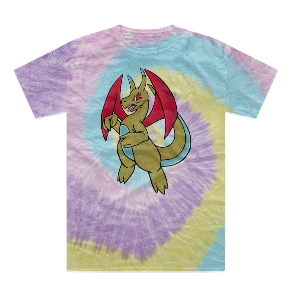 Liloongoga Tie-Dye T-Shirt featuring vibrant colors and unique patterns, made from heavyweight cotton with double-needle stitching.