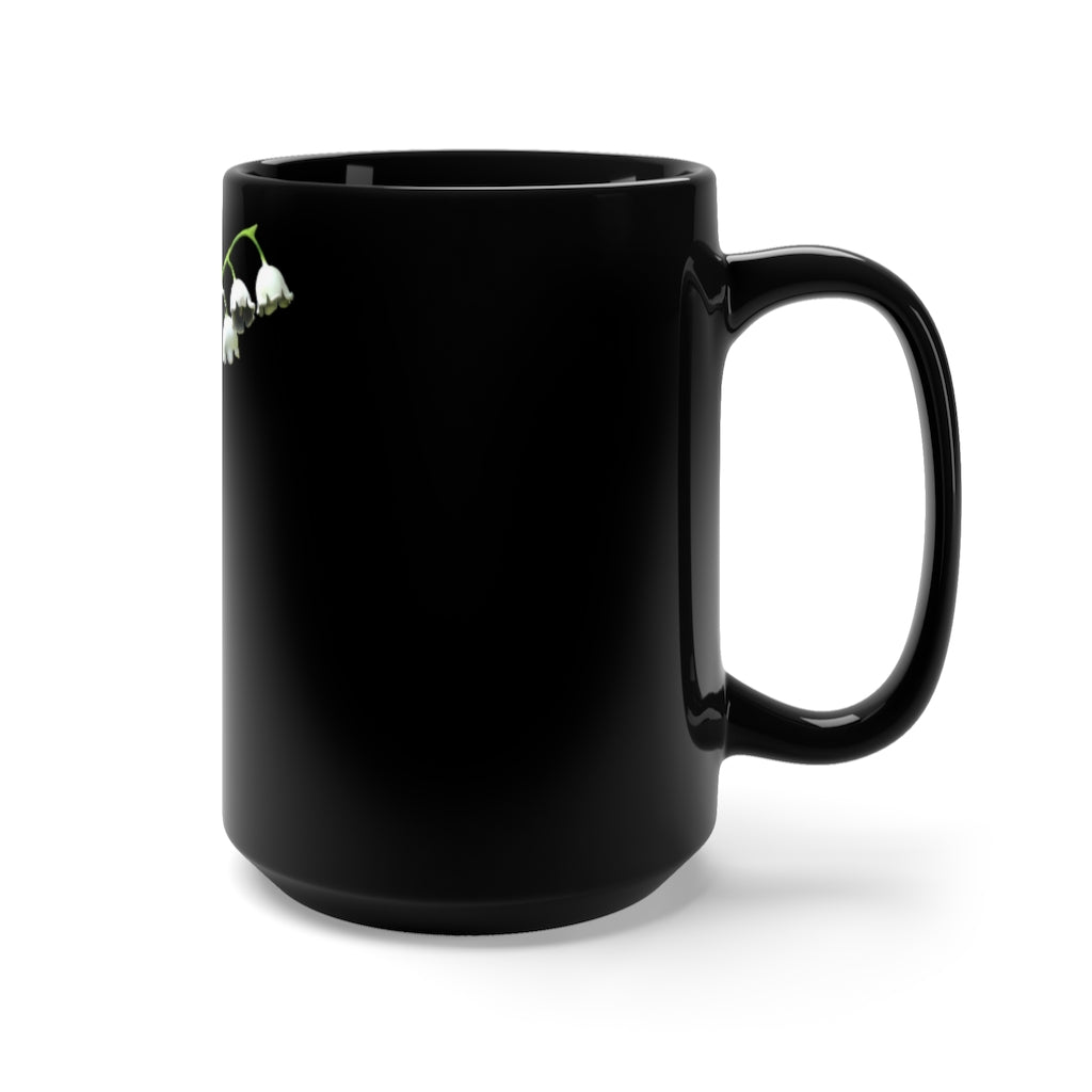 Lilly Black Mug 15oz featuring a sleek black ceramic design with rounded corners and a comfortable C-handle.