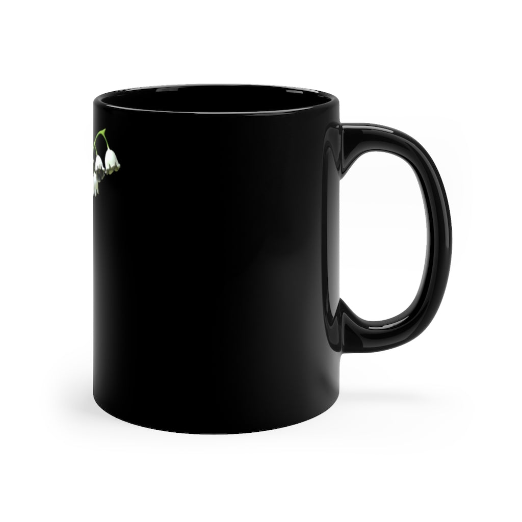 Lilly Black mug 11oz with rounded corners and C-handle, showcasing full-wrap decoration style.