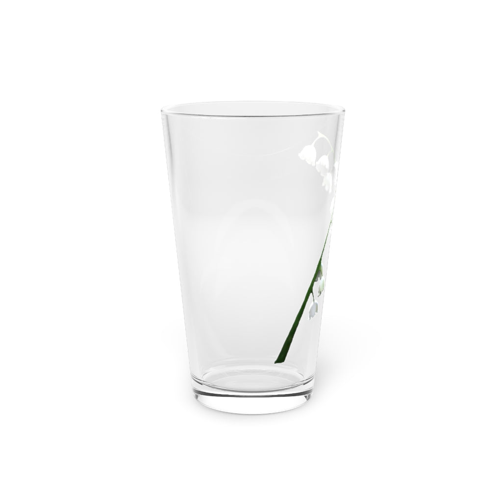 Lilly Pint Glass, 16oz, clear glass with customizable design, perfect for beverages.