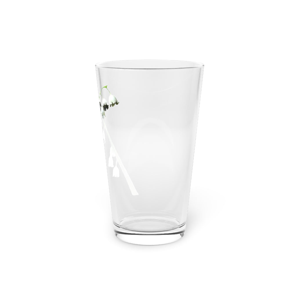 Lilly Pint Glass, 16oz, clear glass with customizable design, perfect for beverages.