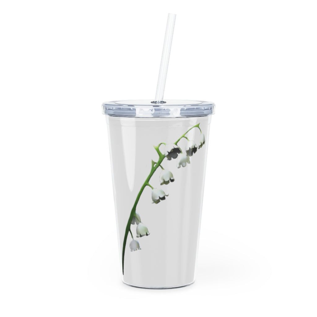 Lilly Plastic Tumbler with Straw, featuring a customizable design, lid, and double wall insulation for drinks.