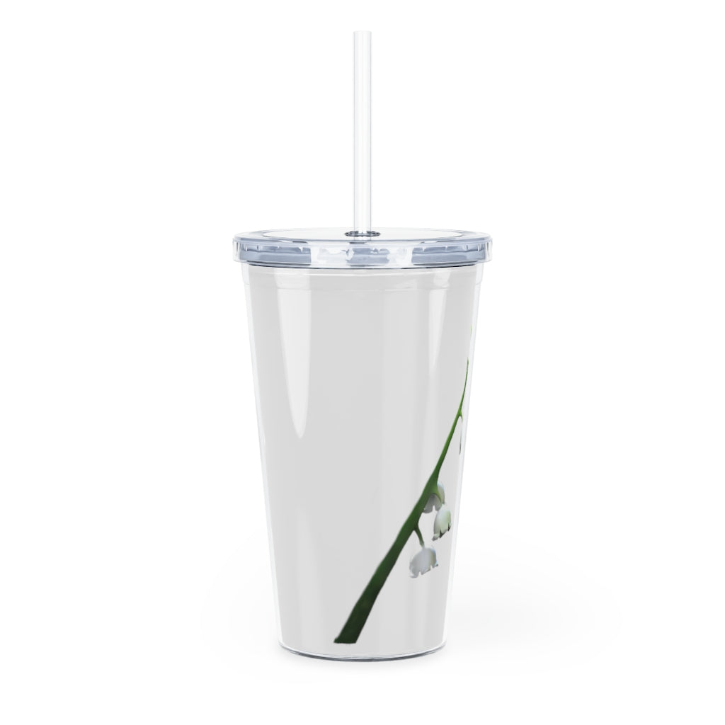 Lilly Plastic Tumbler with Straw, featuring a customizable design, lid, and double wall insulation for drinks.