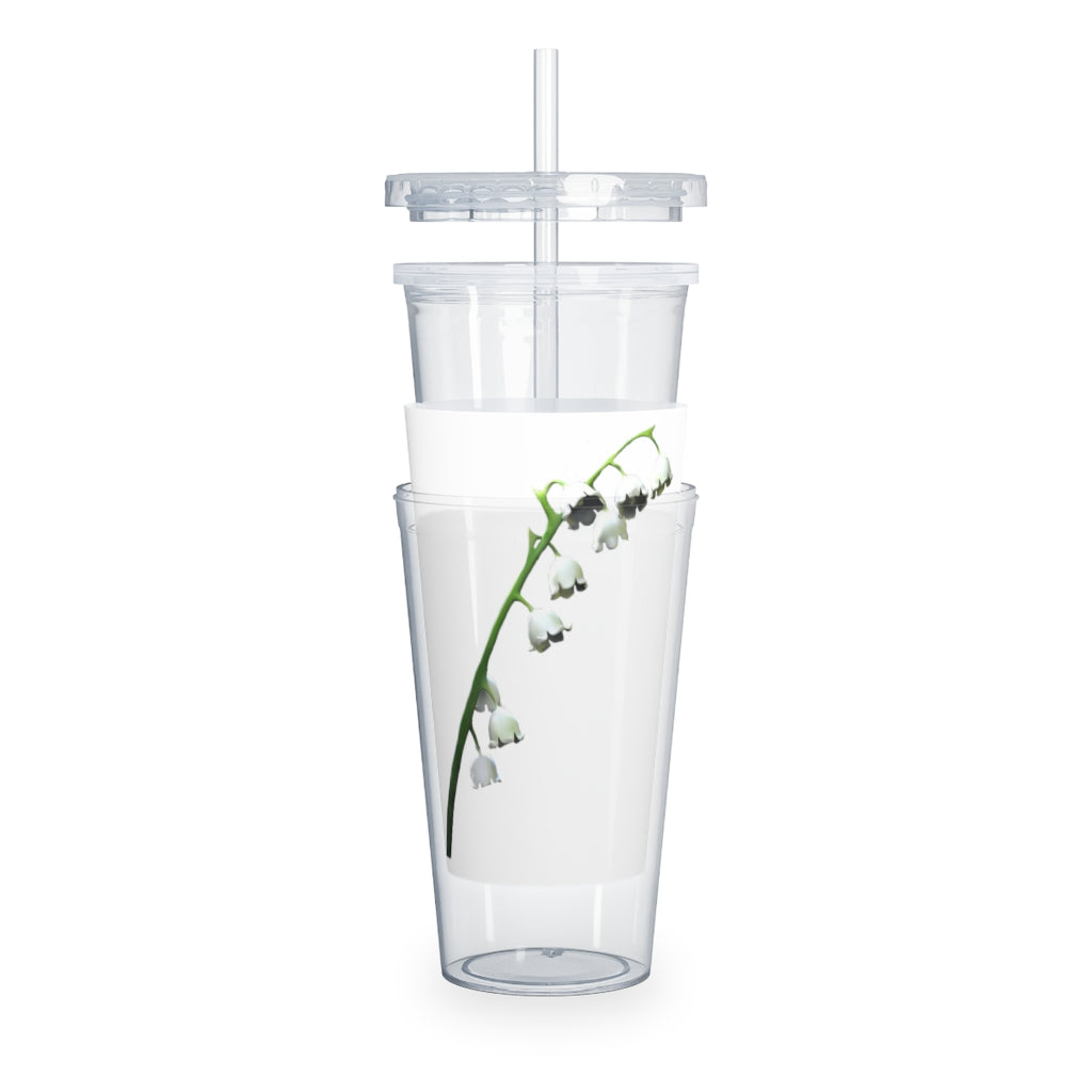 Lilly Plastic Tumbler with Straw, featuring a customizable design, lid, and double wall insulation for drinks.