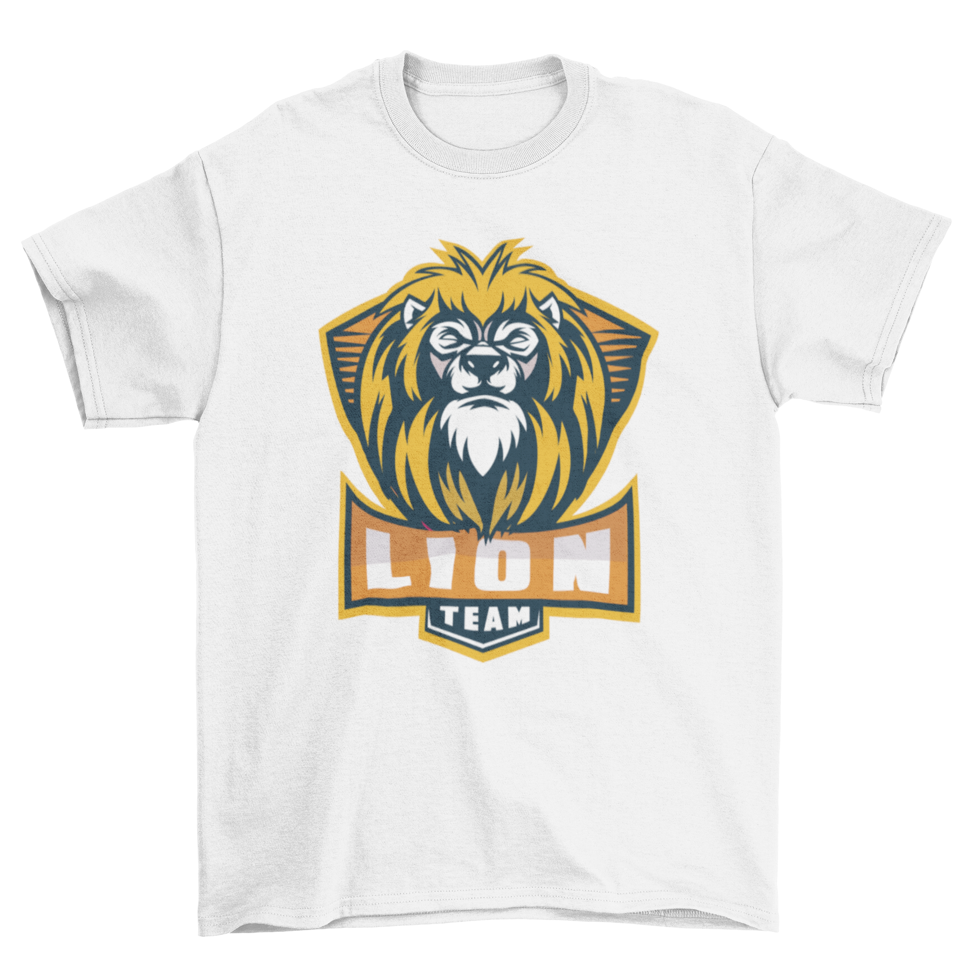 Lion Team T-shirt featuring a sports badge logo with a lion and the text LION TEAM, designed for comfort and style.