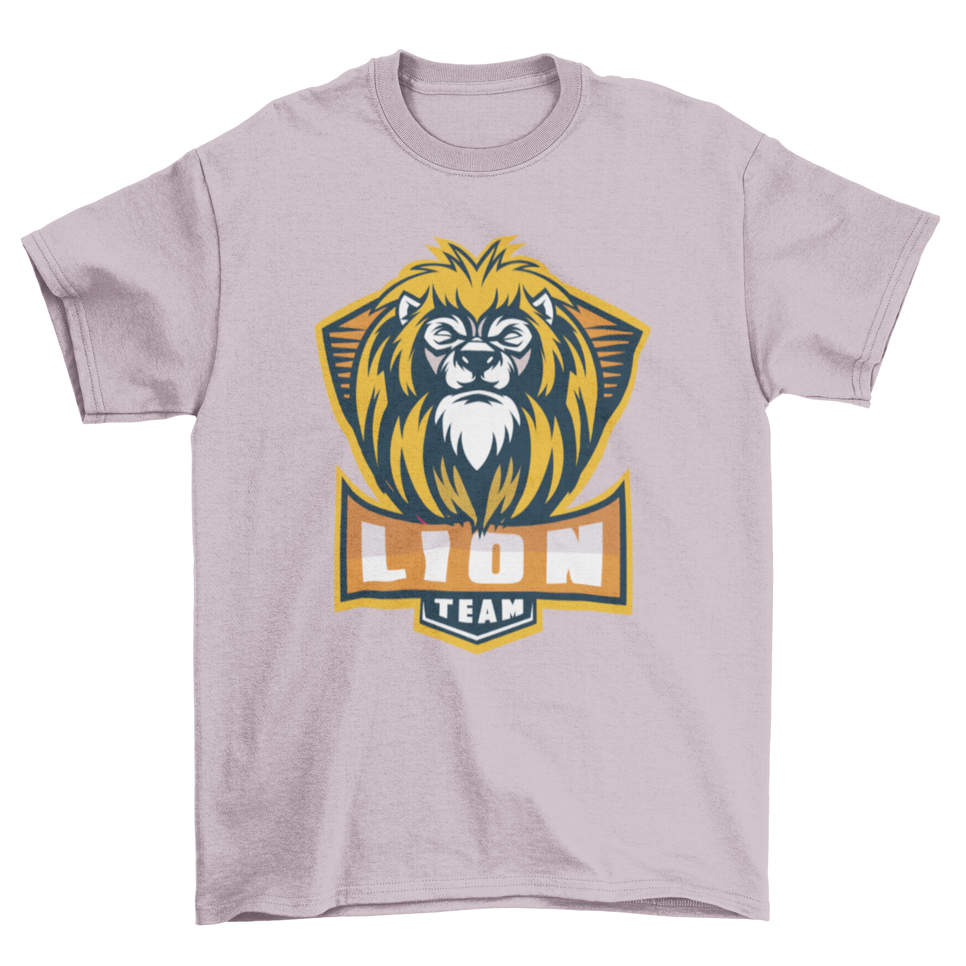 Lion Team T-shirt featuring a sports badge logo with a lion and the text LION TEAM, designed for comfort and style.