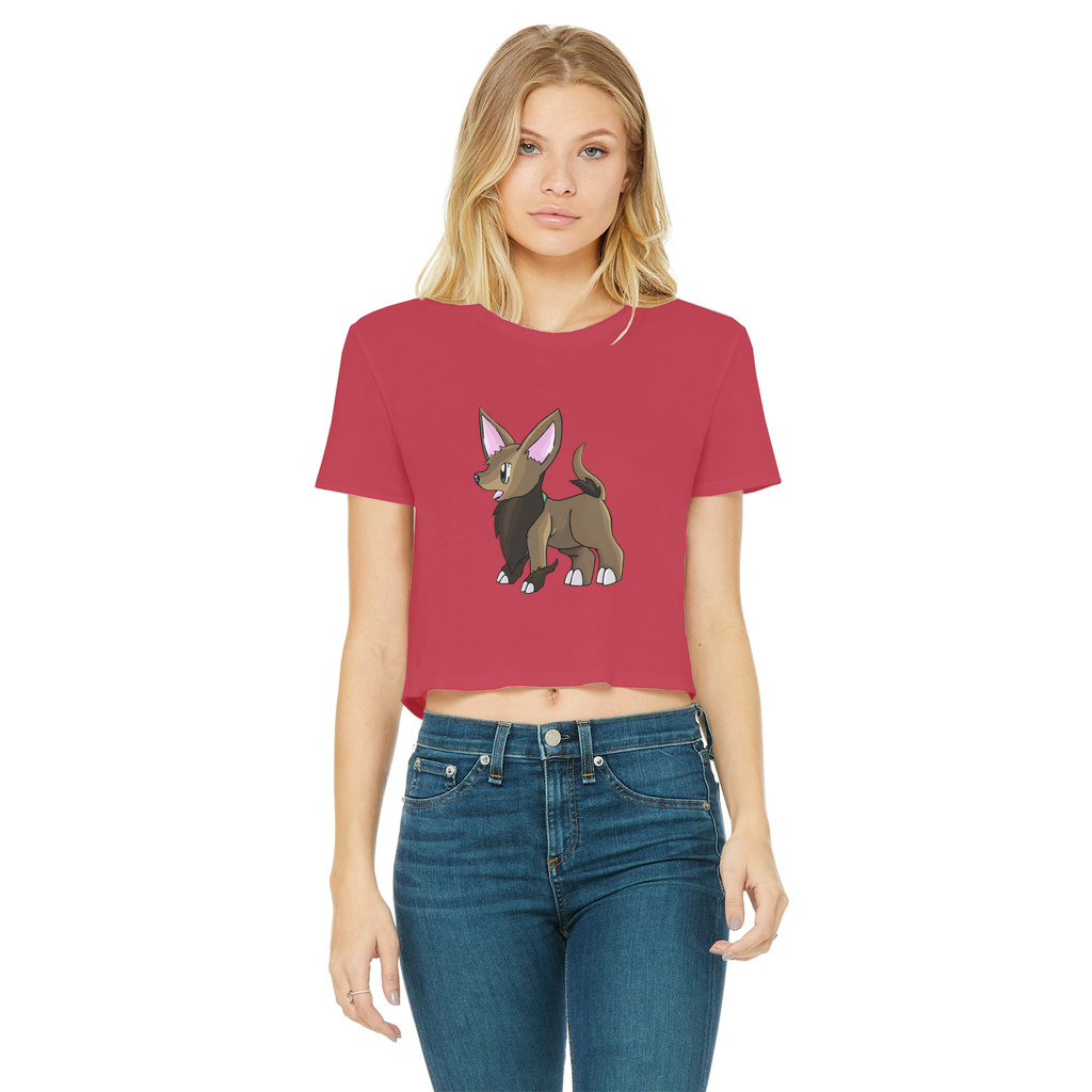 Lipgirl Classic Women's Cropped Raw Edge T-Shirt in various colors, featuring a round neck and raw edge hem.