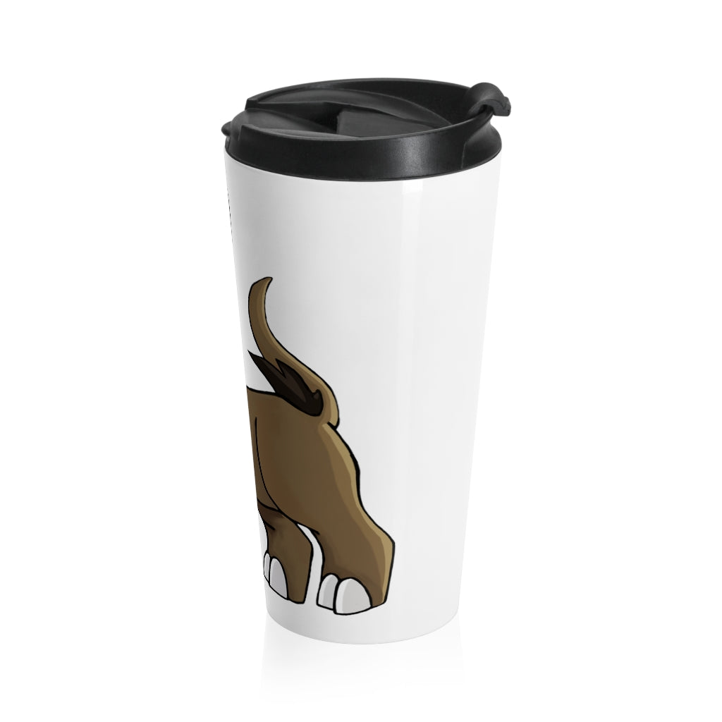 Lipgirl Stainless Steel Travel Mug with black lid, showcasing its sleek design and vibrant sublimation print.