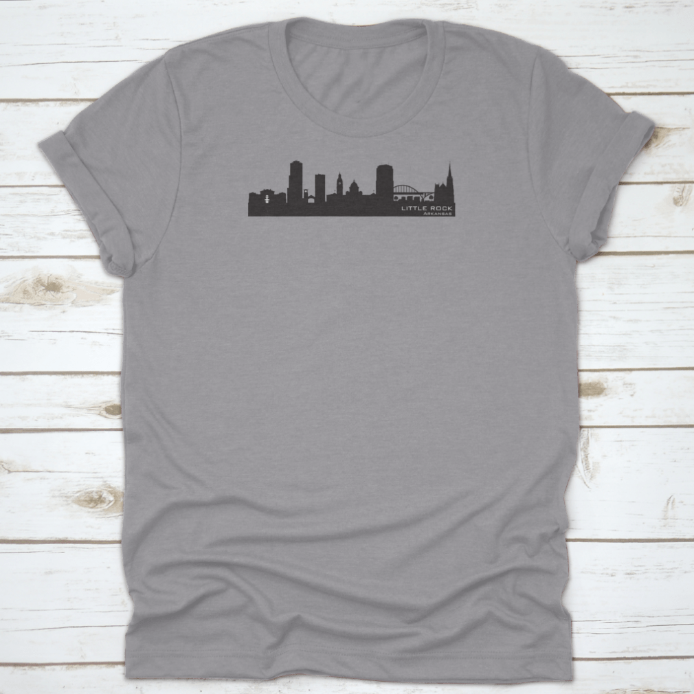 A trendy vector silhouette of the Little Rock Arkansas skyline, showcasing iconic buildings in a stylish design.