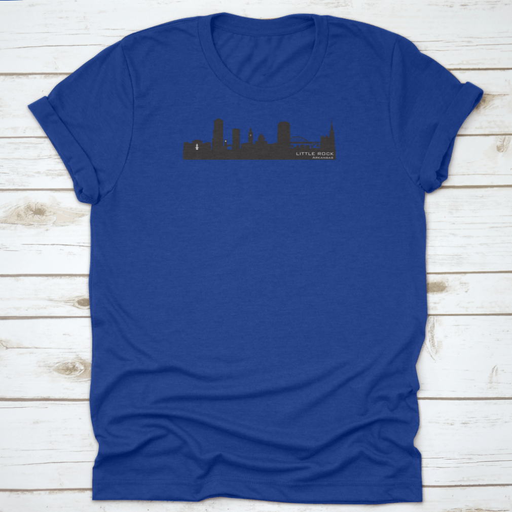 A trendy vector silhouette of the Little Rock Arkansas skyline, showcasing iconic buildings in a stylish design.