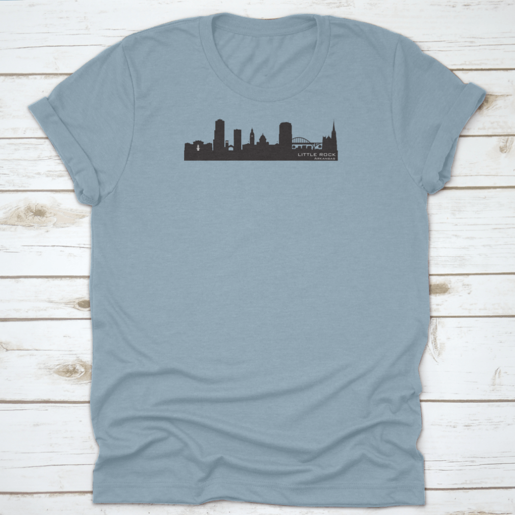 A trendy vector silhouette of the Little Rock Arkansas skyline, showcasing iconic buildings in a stylish design.