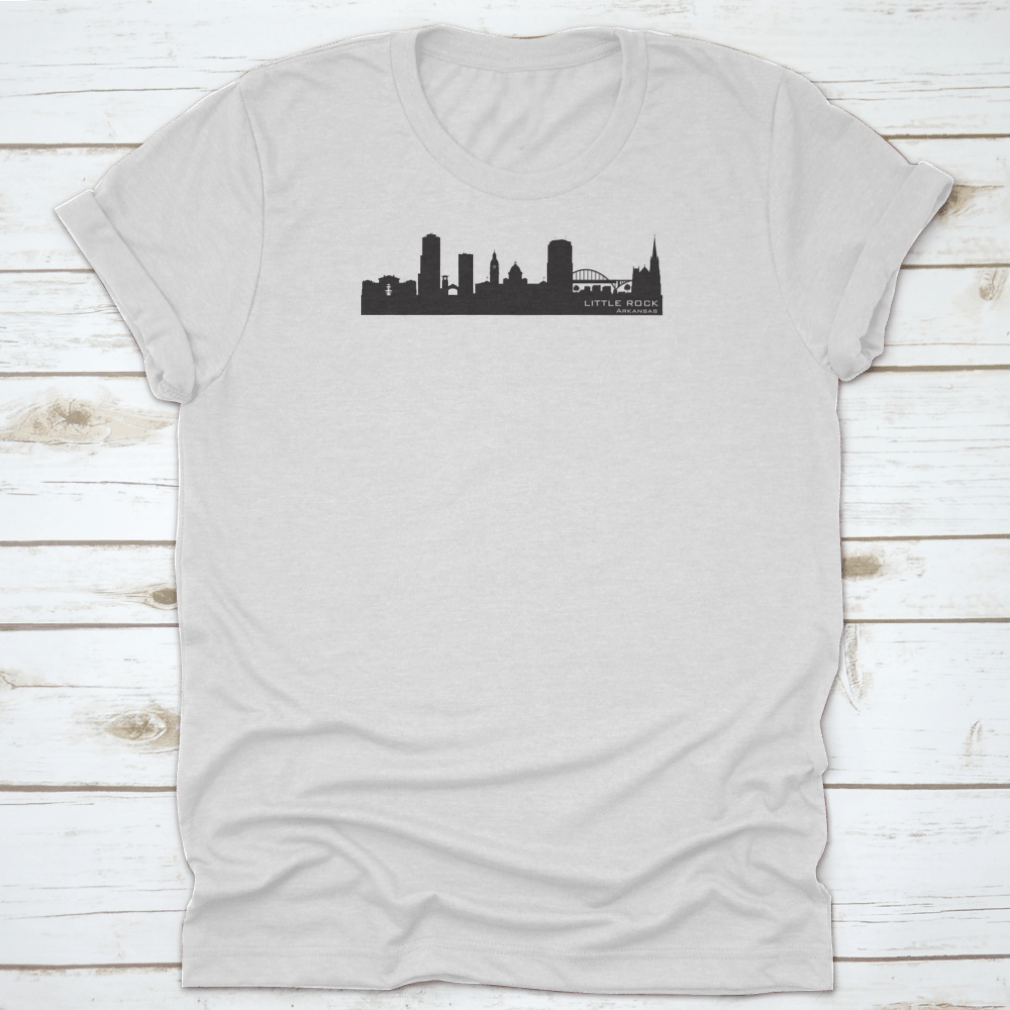 A trendy vector silhouette of the Little Rock Arkansas skyline, showcasing iconic buildings in a stylish design.