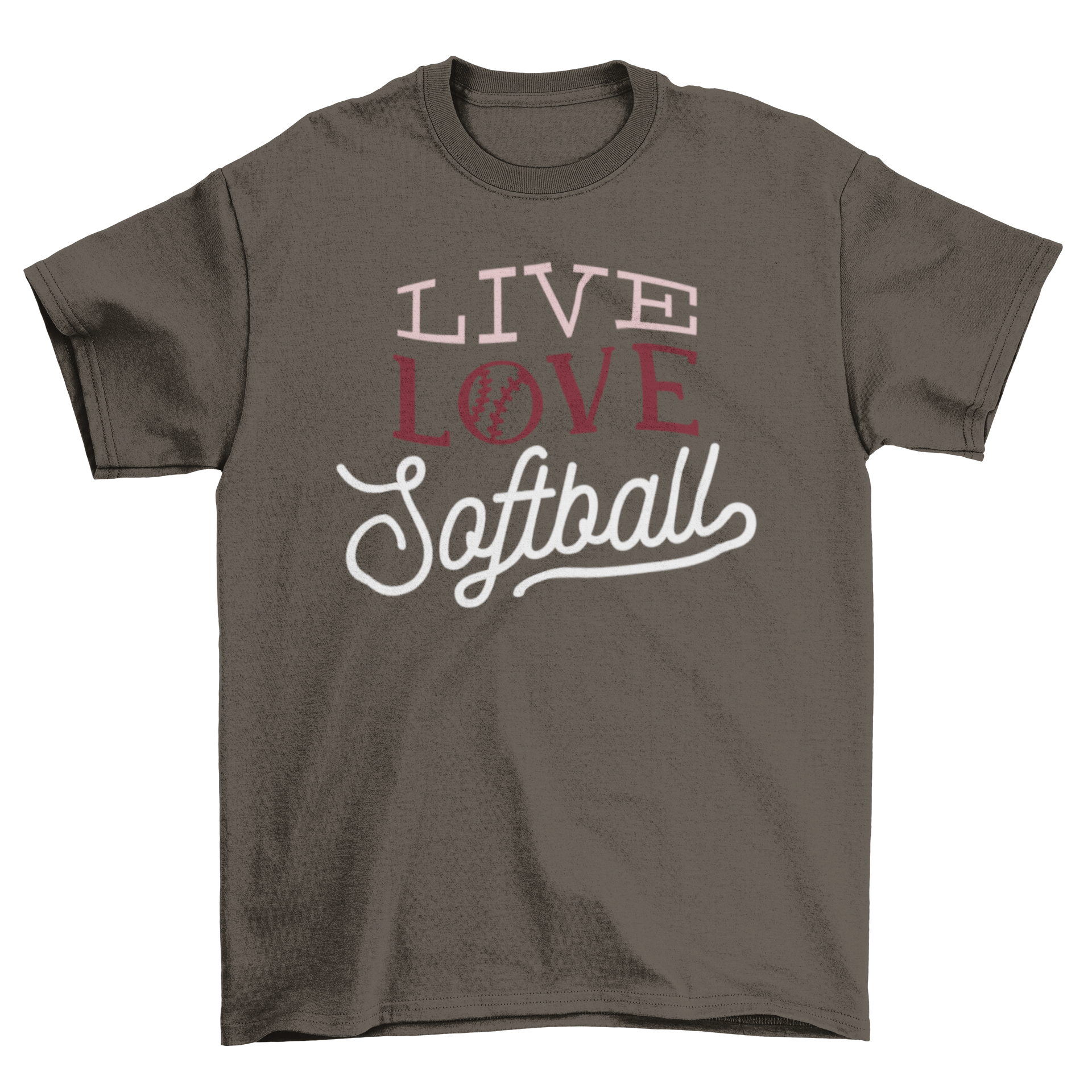 Live Love Softball T-shirt featuring stylish lettering in various fonts, perfect for softball enthusiasts.