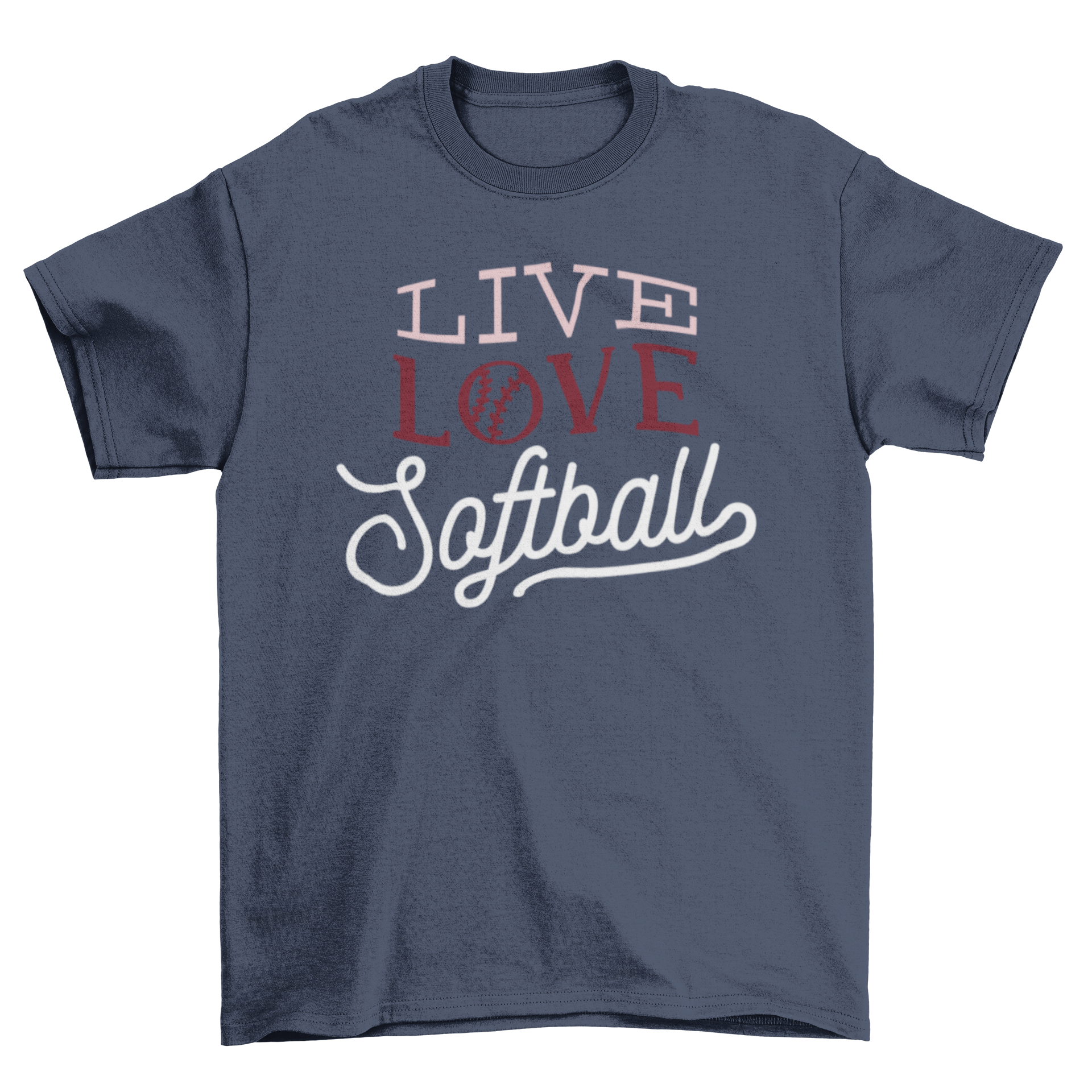 Live Love Softball T-shirt featuring stylish lettering in various fonts, perfect for softball enthusiasts.