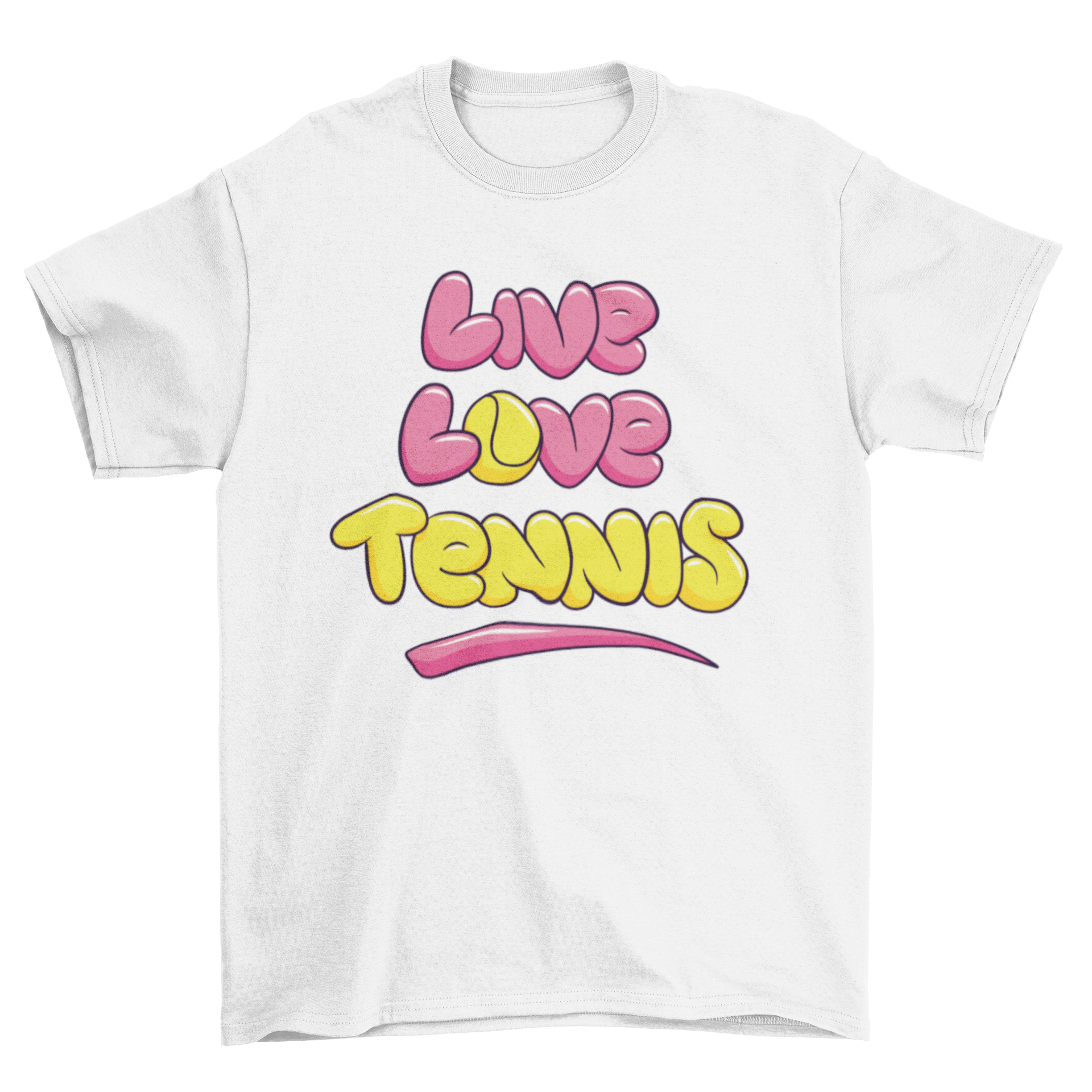 Live Love Tennis T-shirt featuring a stylish design with the quote 'Live Love Tennis' in vibrant colors.