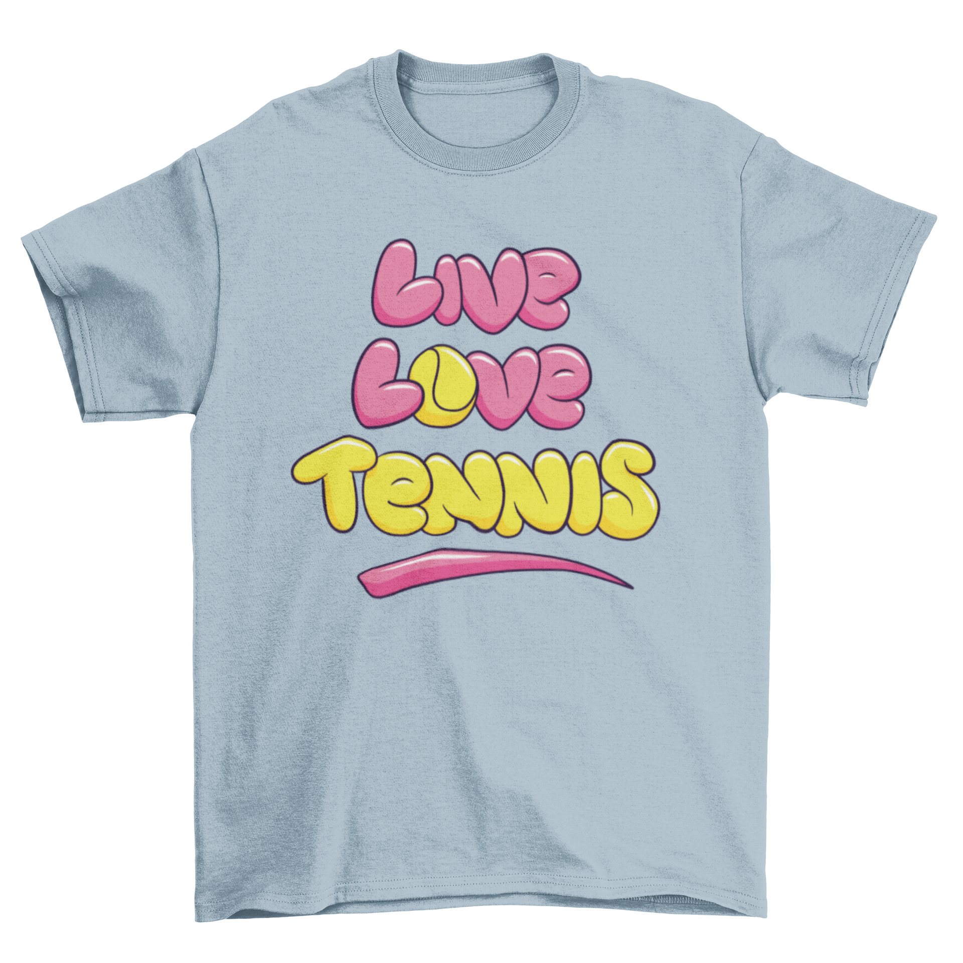 Live Love Tennis T-shirt featuring a stylish design with the quote 'Live Love Tennis' in vibrant colors.