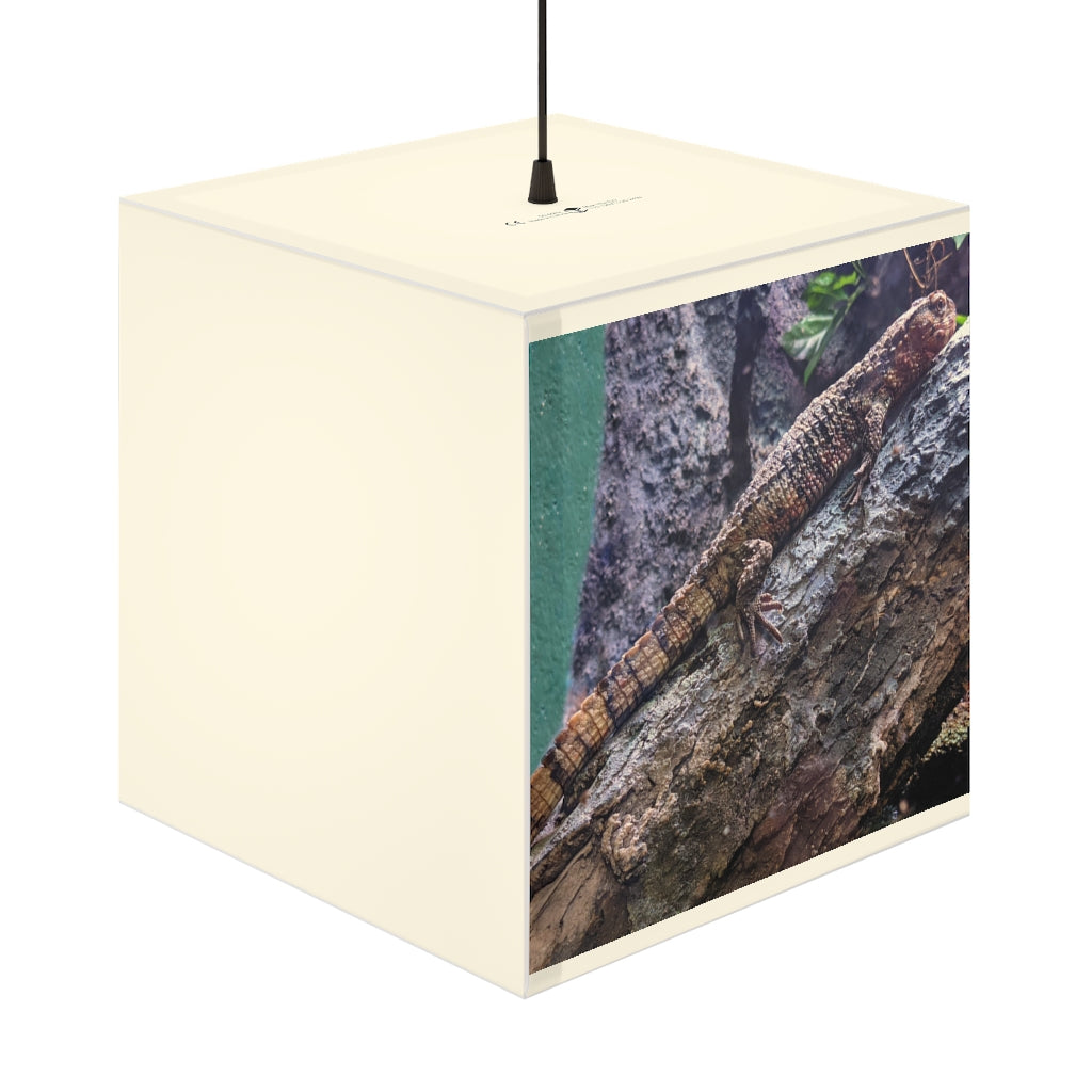 A stylish Lizard Personalized Lamp in a cube shape, showcasing its unique design and customizable features, perfect for indoor lighting.