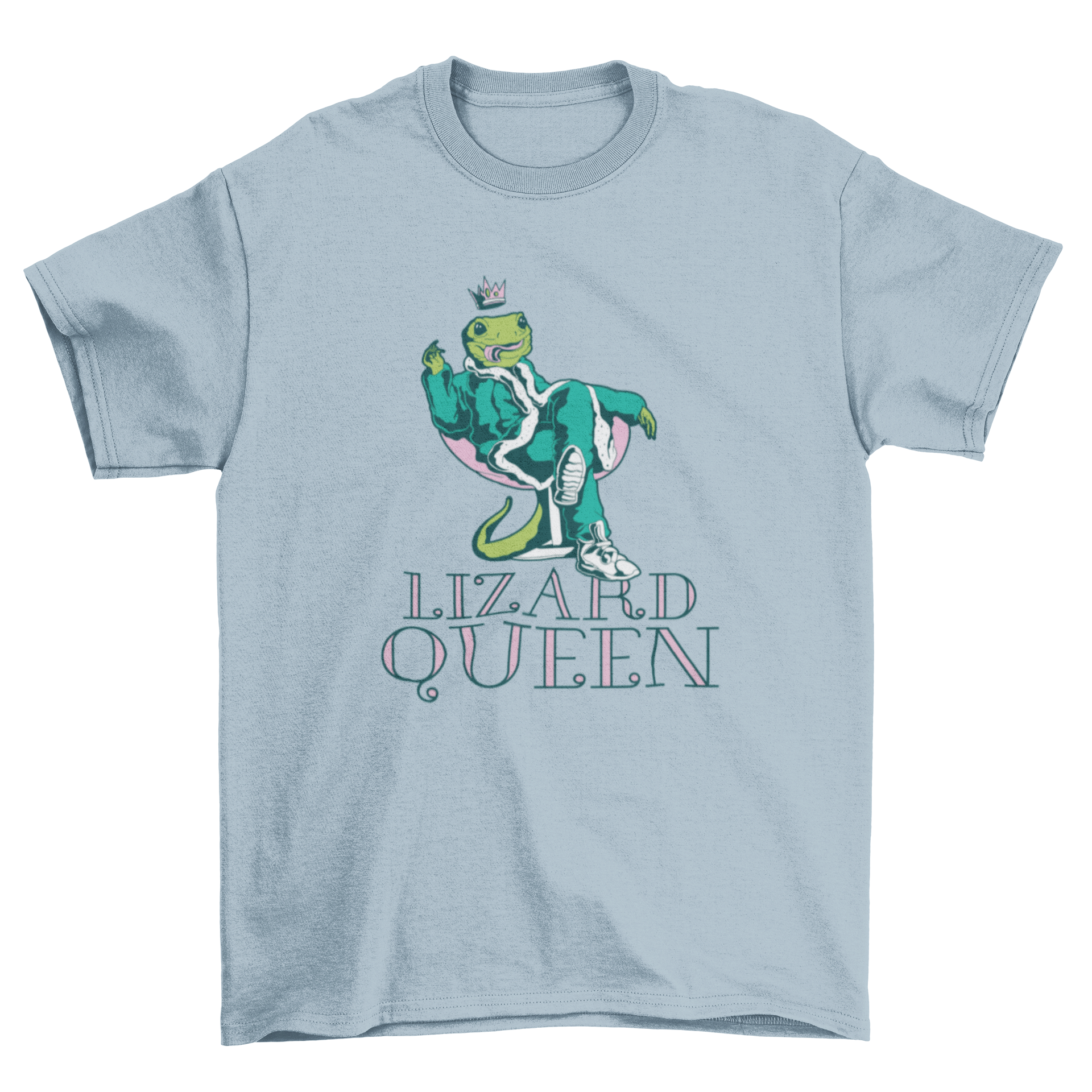 Lizard Queen t-shirt featuring a lizard in royal attire with a crown and the quote 'Lizard Queen'.