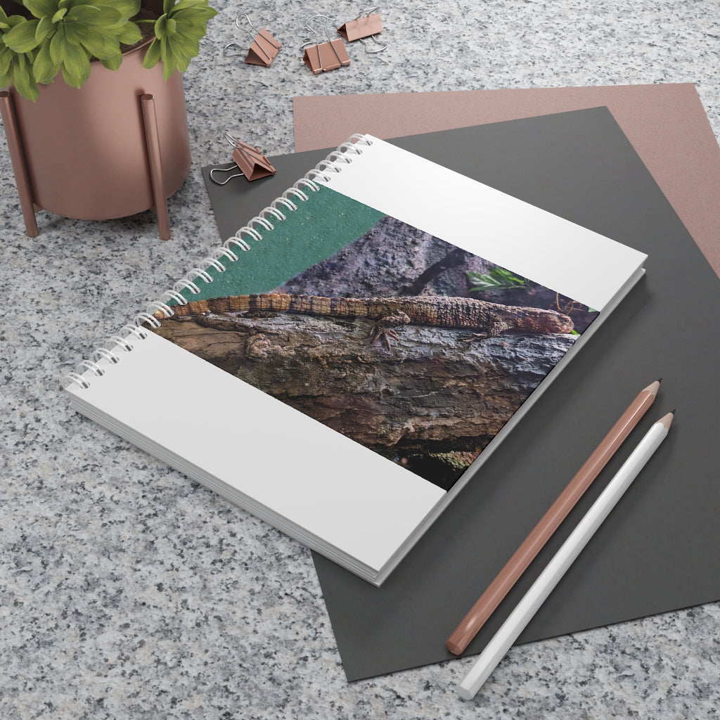 Lizard Spiral Notebook with customizable covers and wide-ruled pages, featuring a semi-gloss laminated finish.